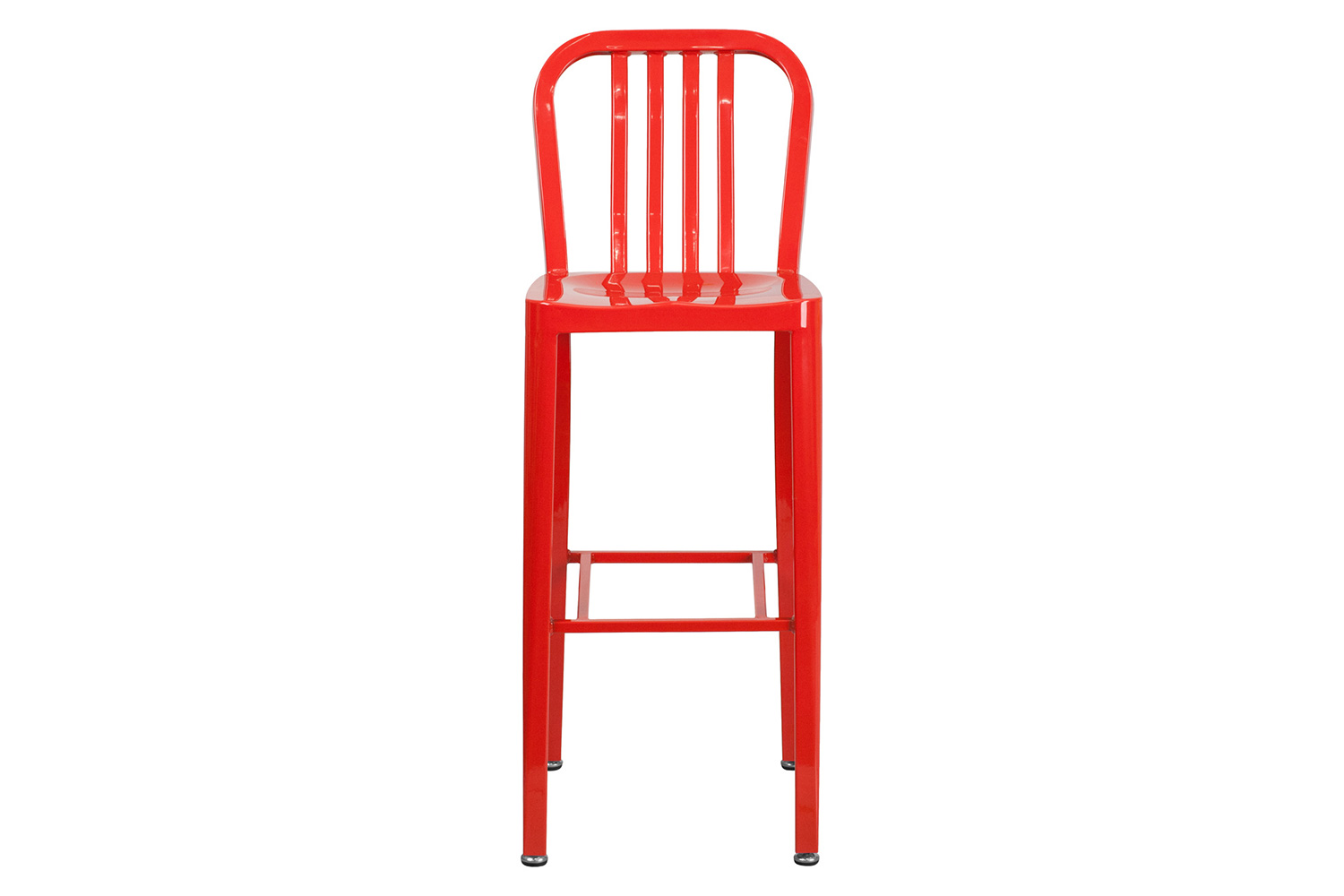 BLNK Gael Commercial Metal Indoor-Outdoor Bar Stool with Vertical Slat Back - Red