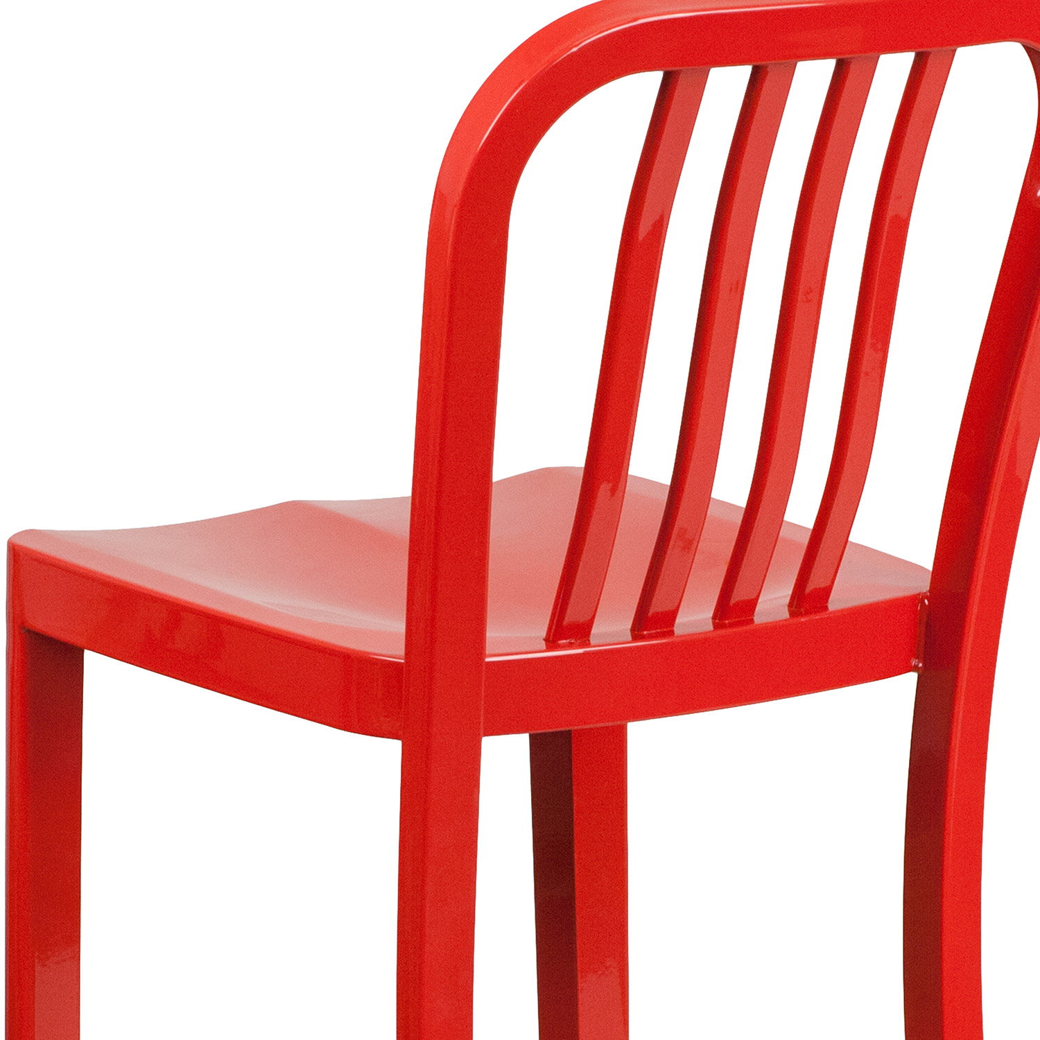 BLNK Gael Commercial Metal Indoor-Outdoor Bar Stool with Vertical Slat Back - Red