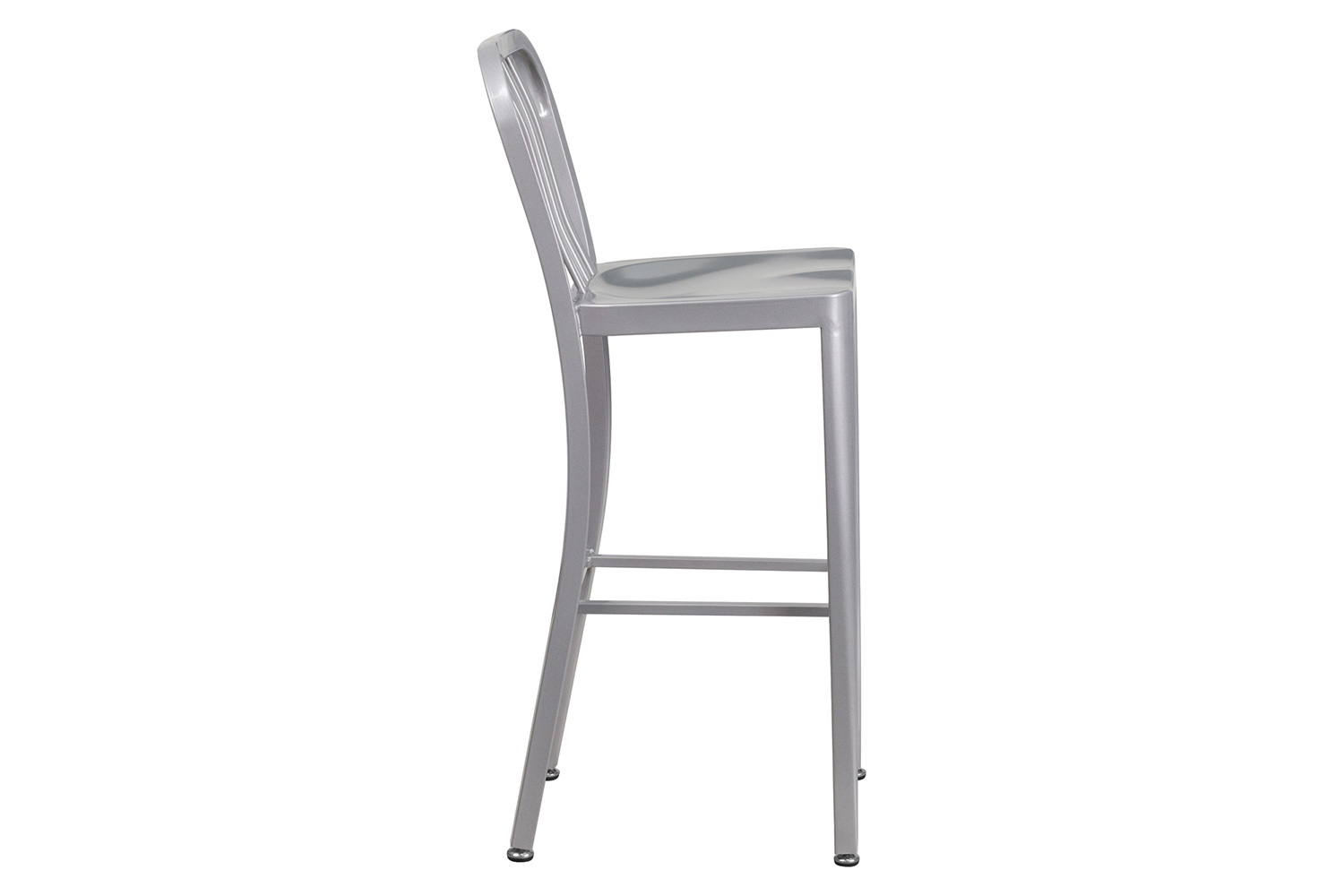 BLNK Gael Commercial Metal Indoor-Outdoor Bar Stool with Vertical Slat Back - Silver