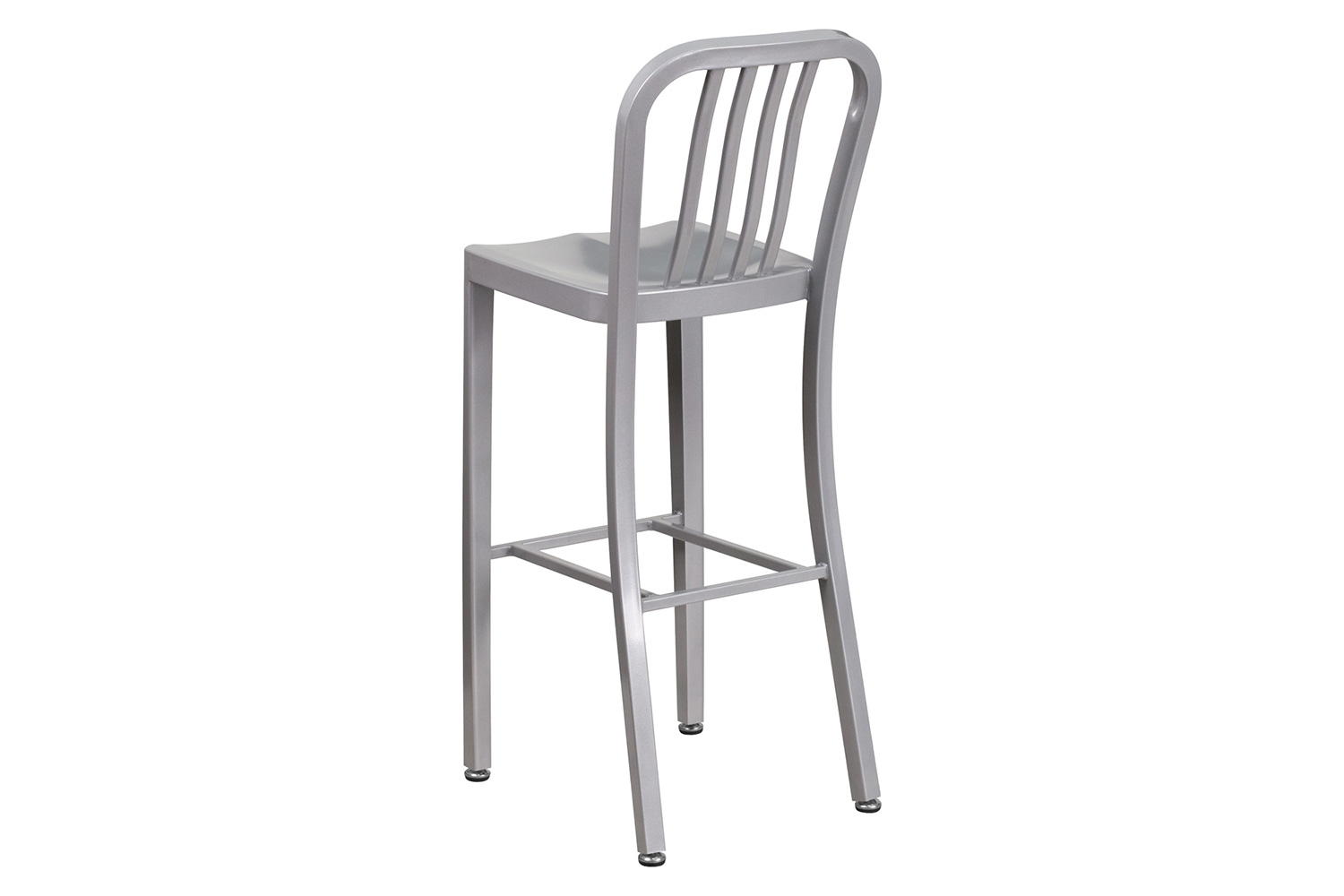 BLNK Gael Commercial Metal Indoor-Outdoor Bar Stool with Vertical Slat Back - Silver