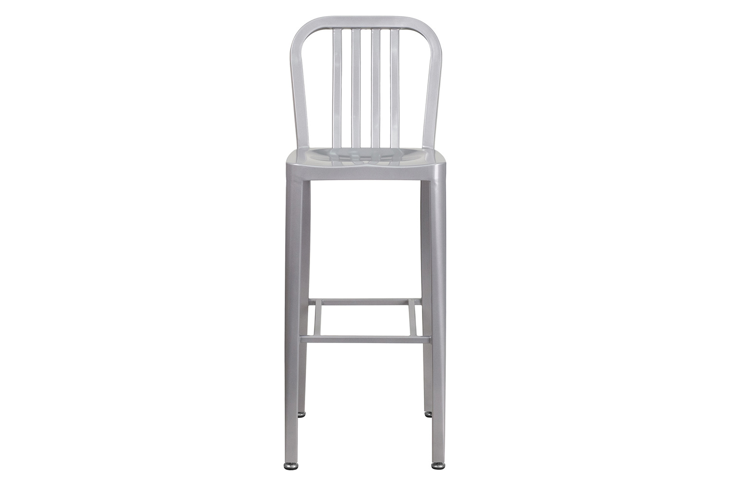 BLNK Gael Commercial Metal Indoor-Outdoor Bar Stool with Vertical Slat Back - Silver