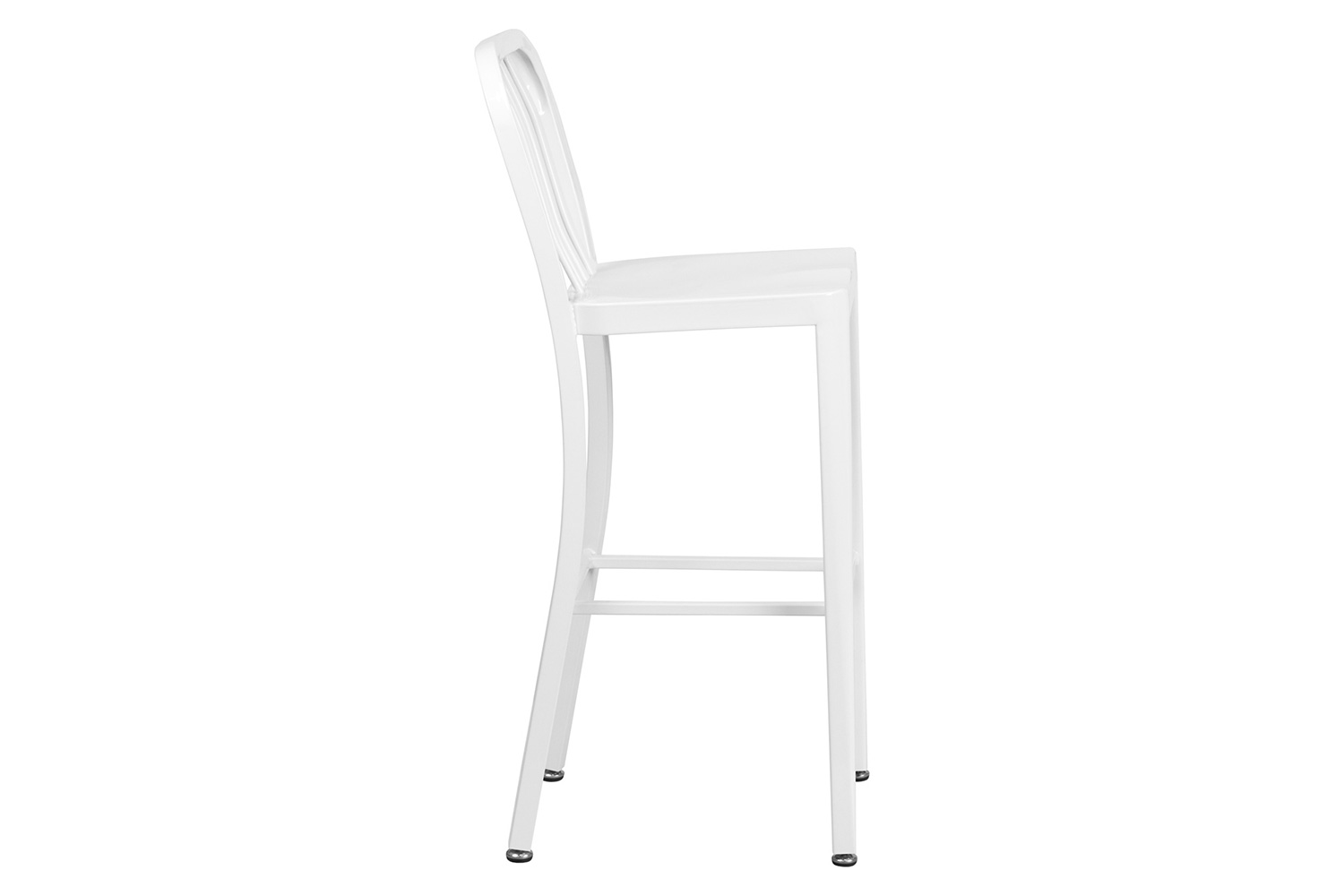 BLNK Gael Commercial Metal Indoor-Outdoor Bar Stool with Vertical Slat Back - White