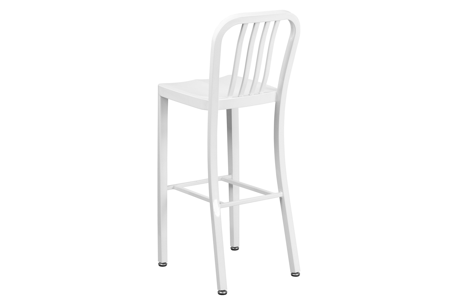 BLNK Gael Commercial Metal Indoor-Outdoor Bar Stool with Vertical Slat Back - White