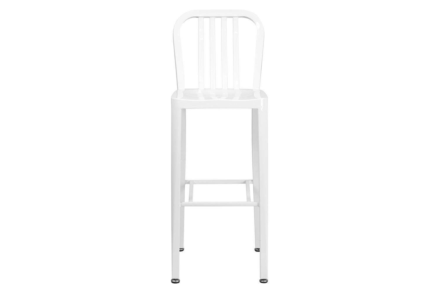 BLNK Gael Commercial Metal Indoor-Outdoor Bar Stool with Vertical Slat Back - White