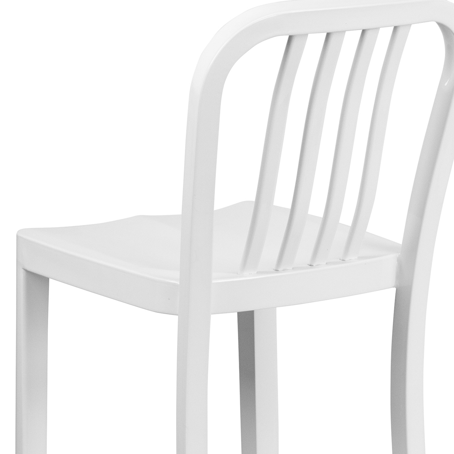 BLNK Gael Commercial Metal Indoor-Outdoor Bar Stool with Vertical Slat Back - White