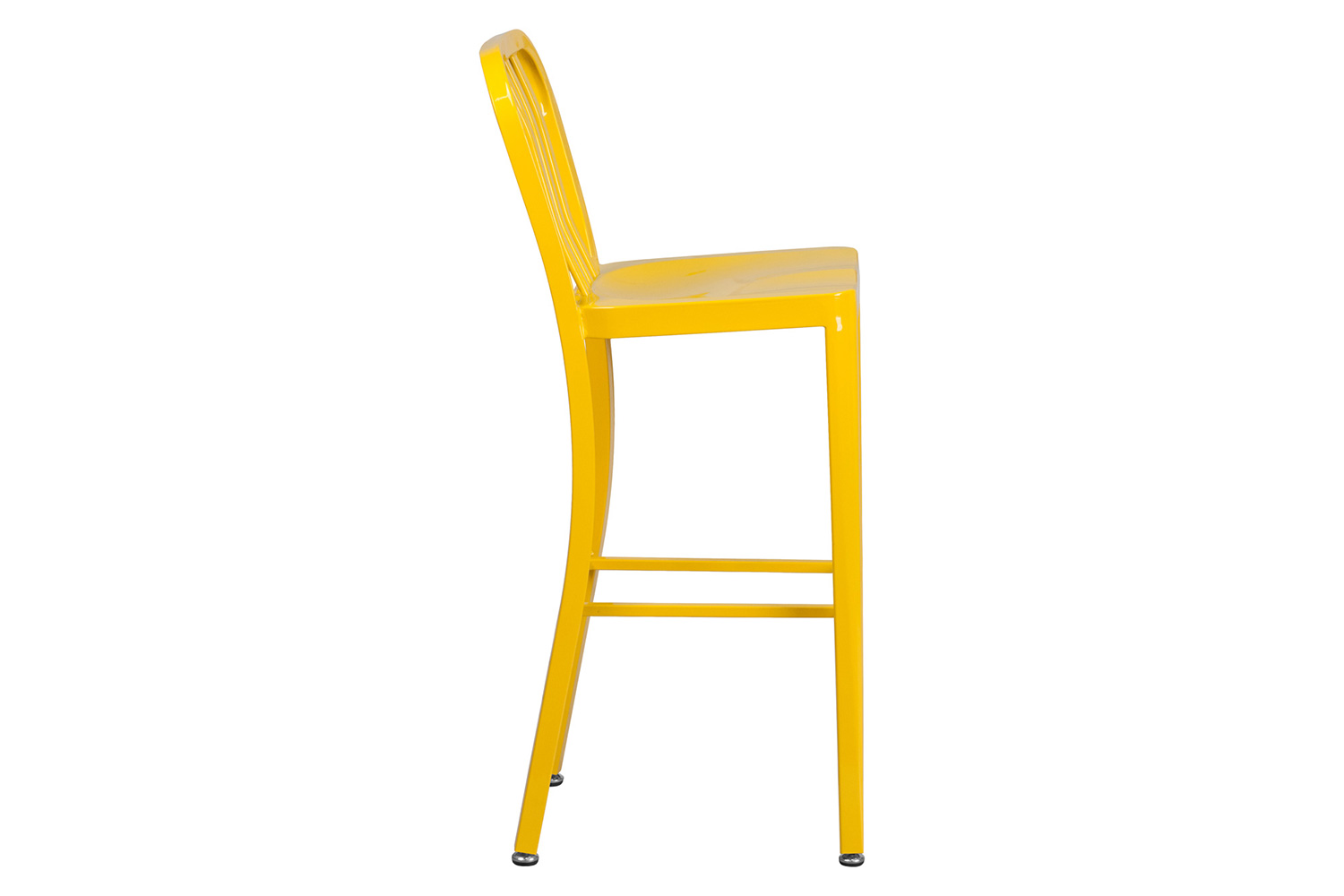 BLNK Gael Commercial Metal Indoor-Outdoor Bar Stool with Vertical Slat Back - Yellow