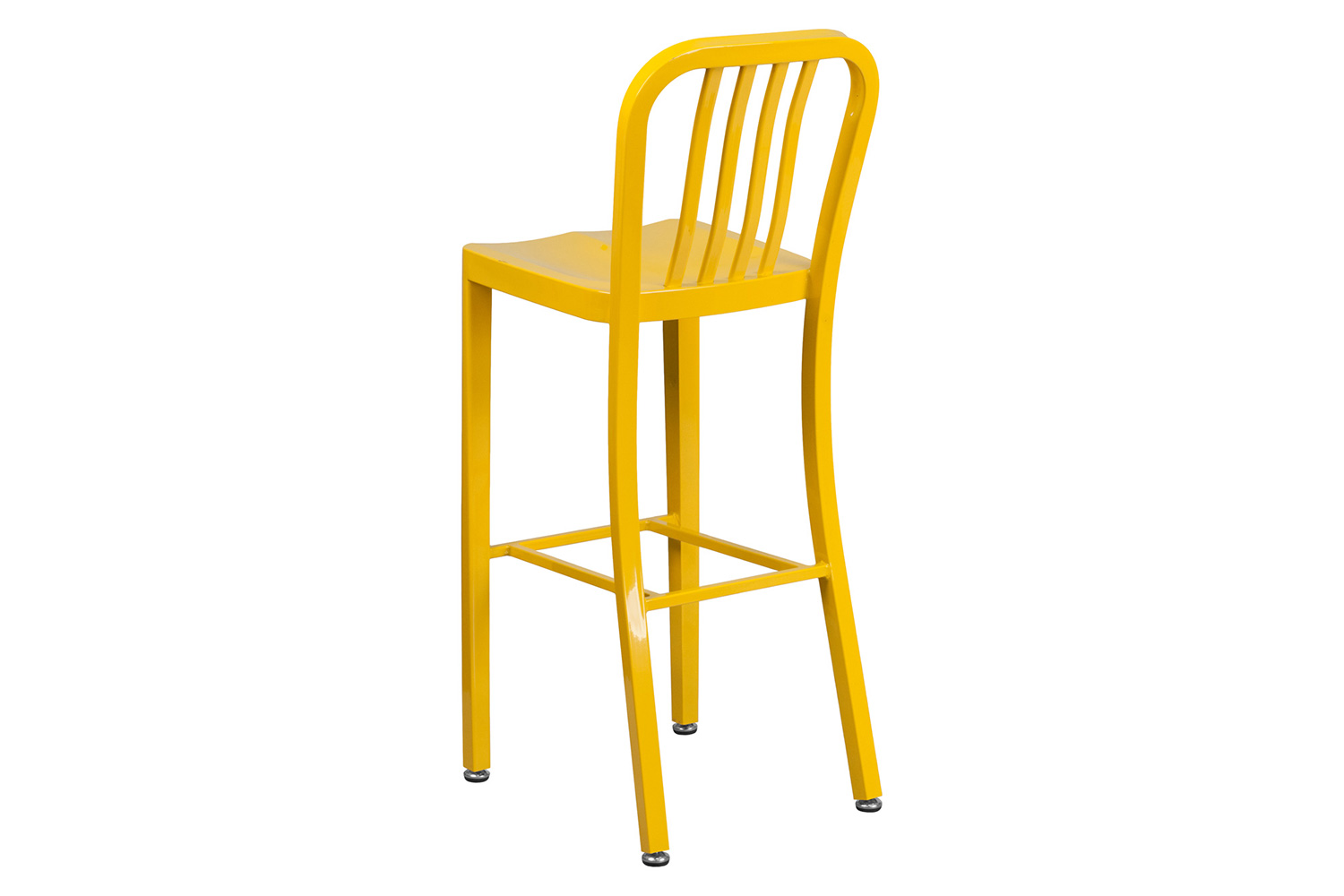 BLNK Gael Commercial Metal Indoor-Outdoor Bar Stool with Vertical Slat Back - Yellow