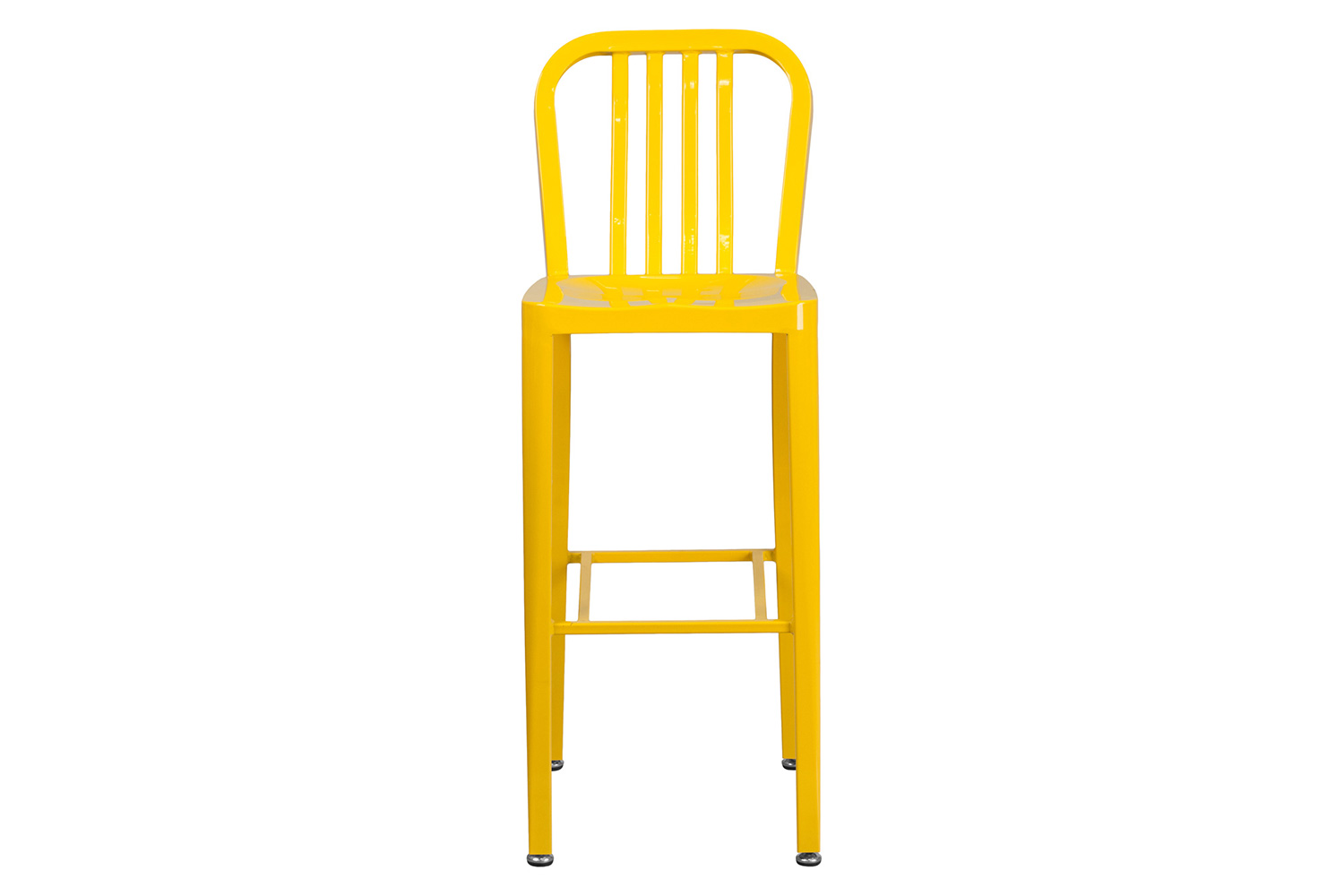 BLNK Gael Commercial Metal Indoor-Outdoor Bar Stool with Vertical Slat Back - Yellow