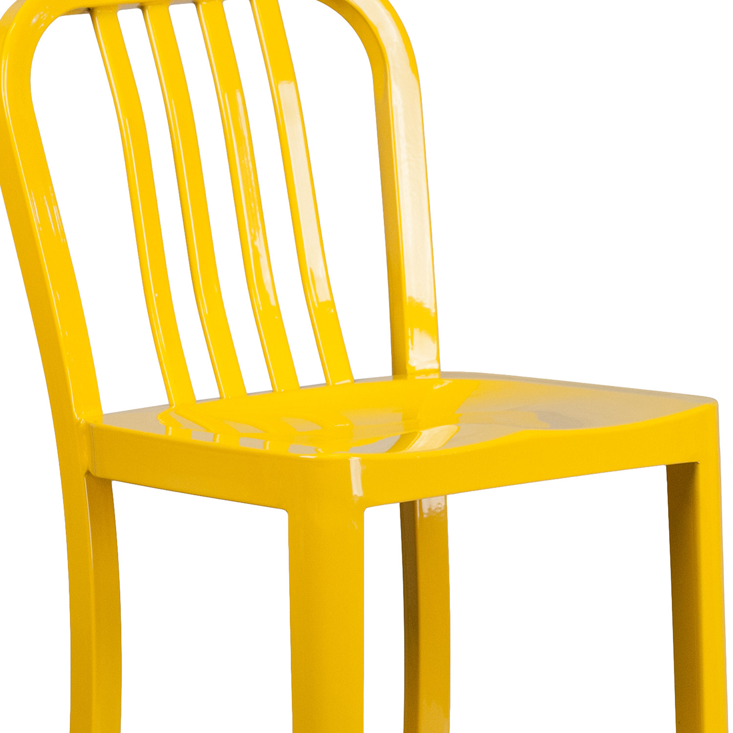 BLNK Gael Commercial Metal Indoor-Outdoor Bar Stool with Vertical Slat Back - Yellow