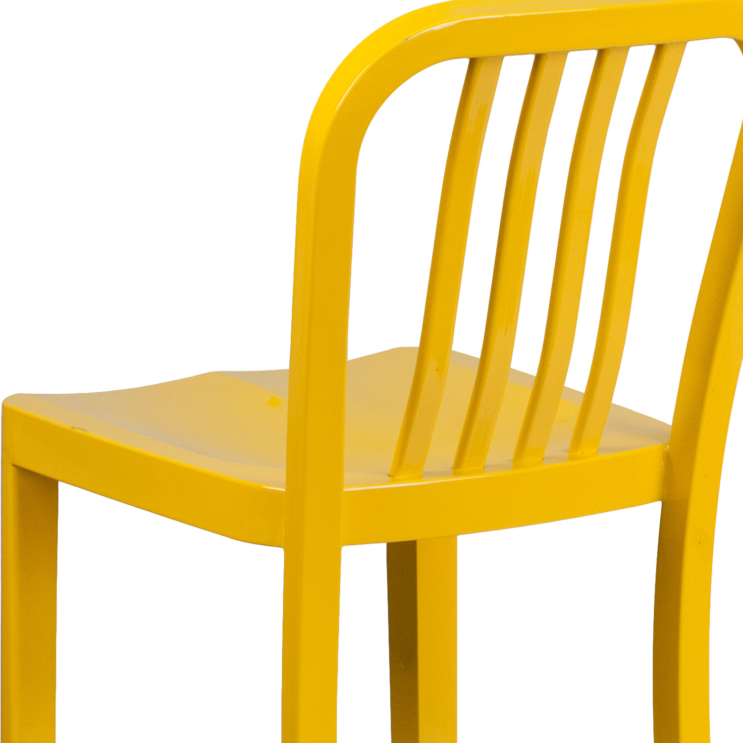 BLNK Gael Commercial Metal Indoor-Outdoor Bar Stool with Vertical Slat Back - Yellow