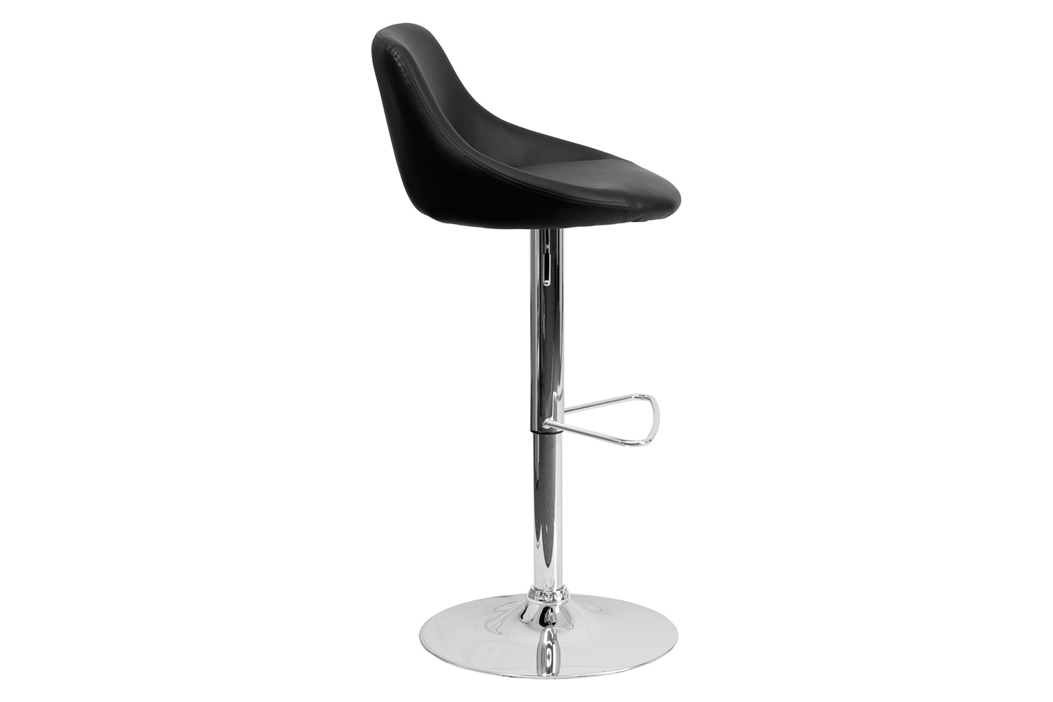 BLNK Dale Contemporary Vinyl Bucket Seat Adjustable Height Bar Stool with Chrome Base - Black