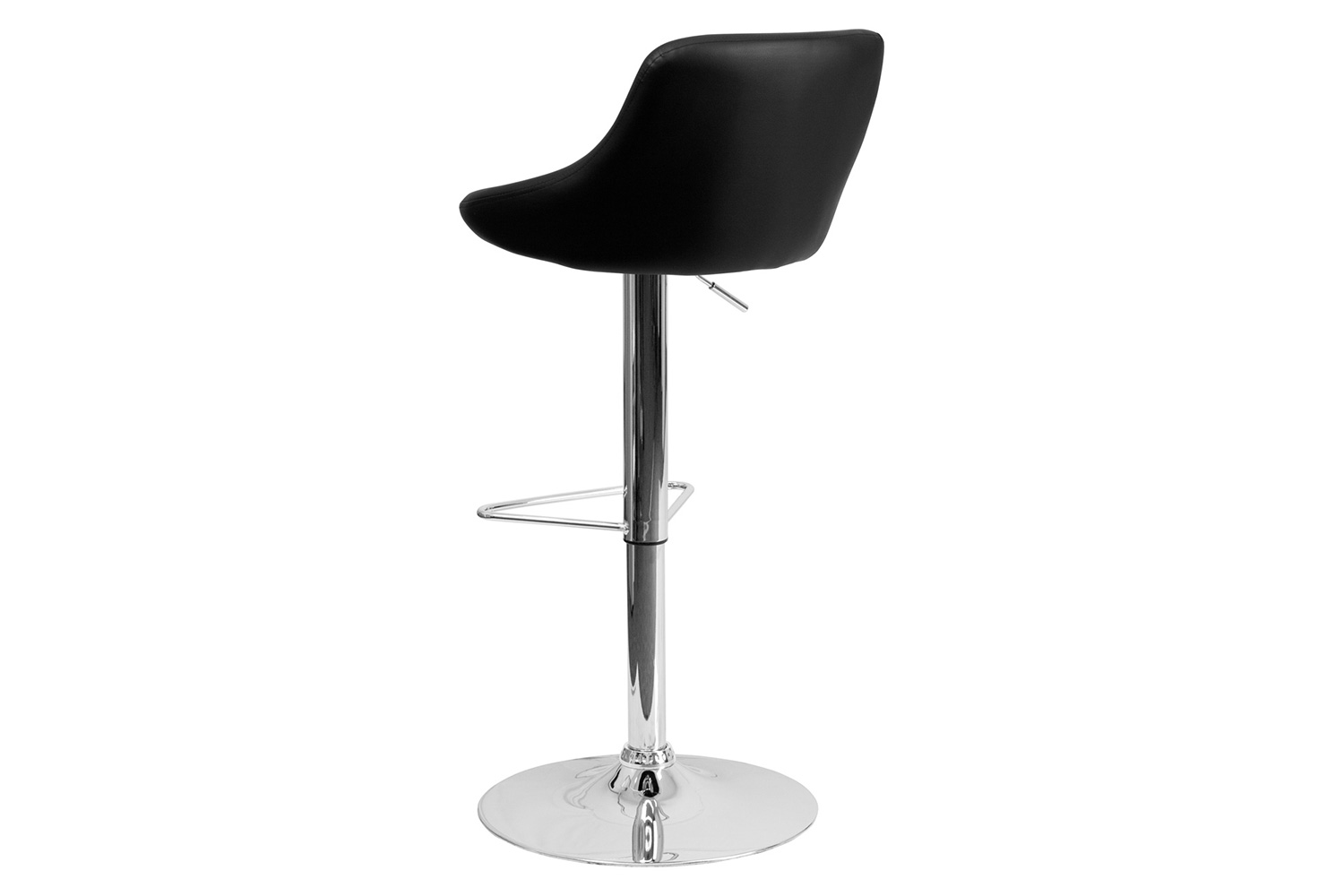 BLNK Dale Contemporary Vinyl Bucket Seat Adjustable Height Bar Stool with Chrome Base - Black