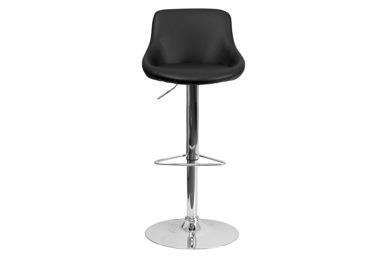 BLNK Dale Contemporary Vinyl Bucket Seat Adjustable Height Bar Stool with Chrome Base - Black