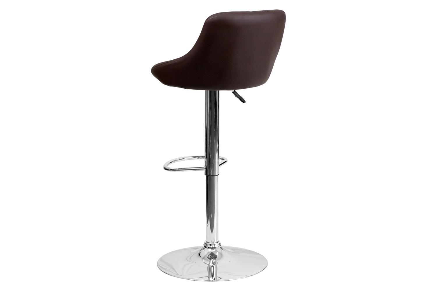 BLNK Dale Contemporary Vinyl Bucket Seat Adjustable Height Bar Stool with Diamond Pattern Back and Chrome Base - Brown