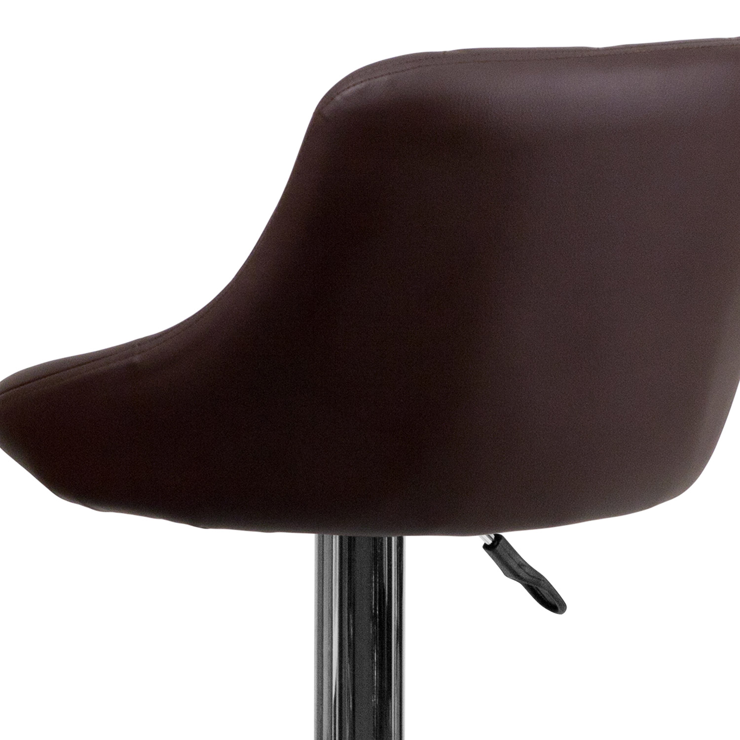 BLNK Dale Contemporary Vinyl Bucket Seat Adjustable Height Bar Stool with Diamond Pattern Back and Chrome Base - Brown