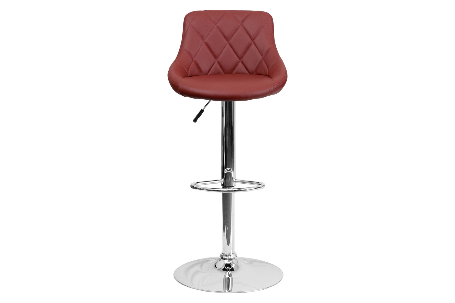 BLNK™ Dale Contemporary Vinyl Bucket Seat Adjustable Height Bar Stool with Diamond Pattern Back and Chrome Base - Burgundy