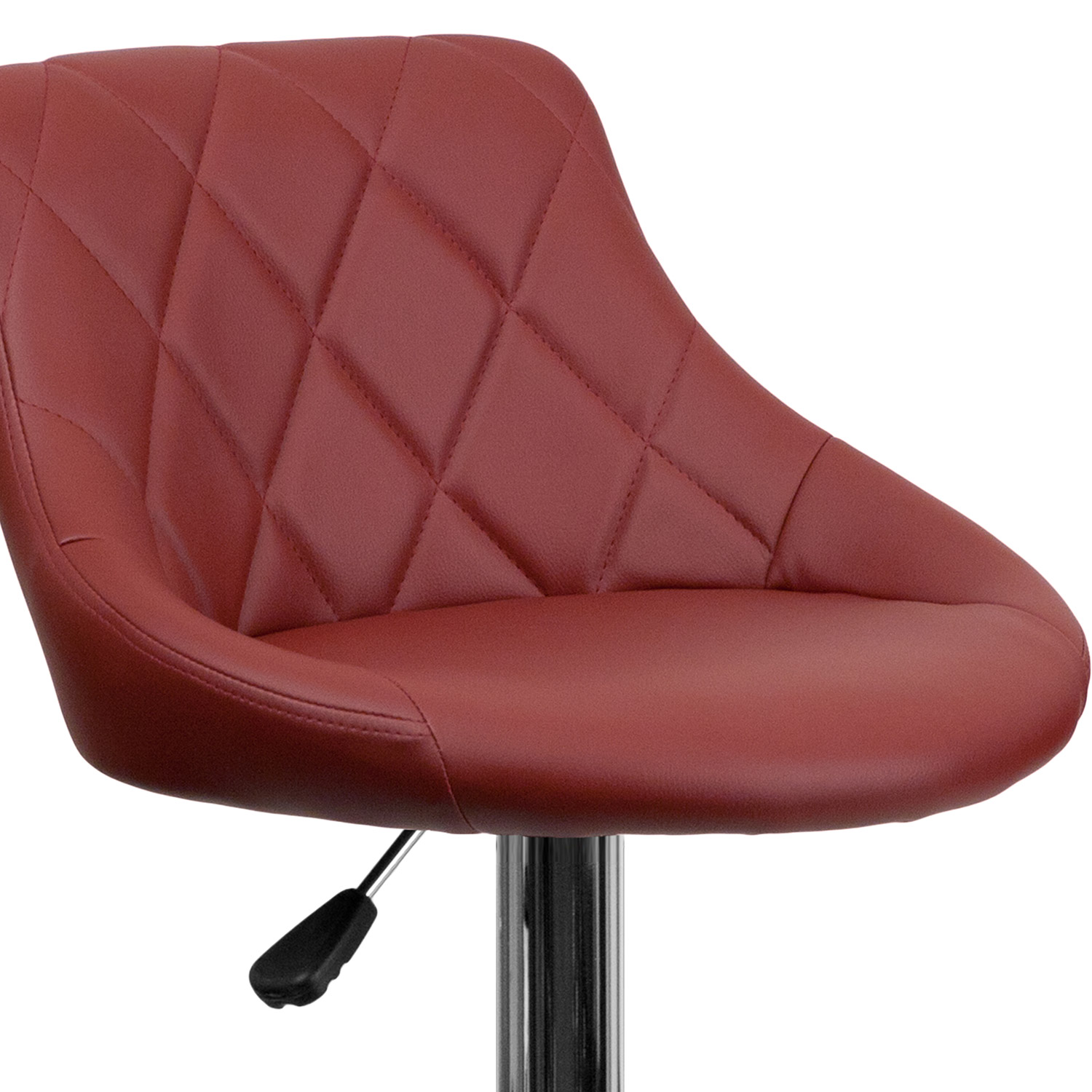 BLNK™ Dale Contemporary Vinyl Bucket Seat Adjustable Height Bar Stool with Diamond Pattern Back and Chrome Base - Burgundy