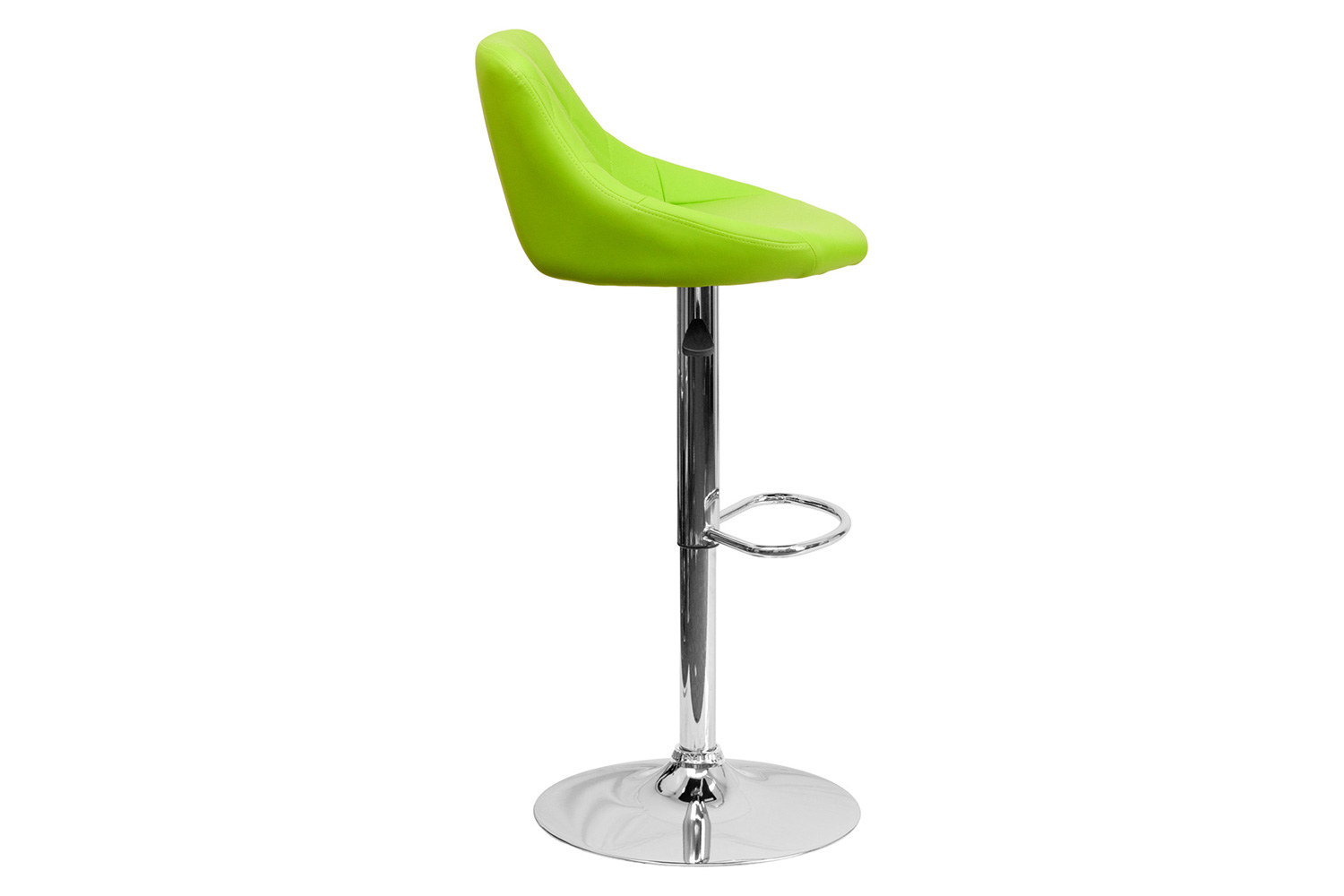 BLNK Dale Contemporary Vinyl Bucket Seat Adjustable Height Bar Stool with Diamond Pattern Back and Chrome Base - Green