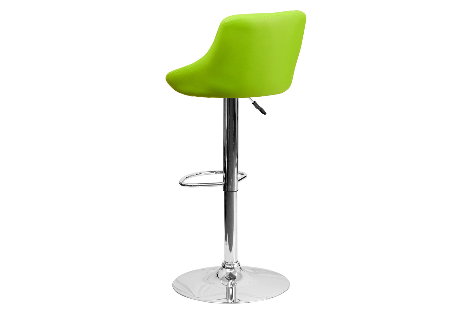 BLNK Dale Contemporary Vinyl Bucket Seat Adjustable Height Bar Stool with Diamond Pattern Back and Chrome Base - Green