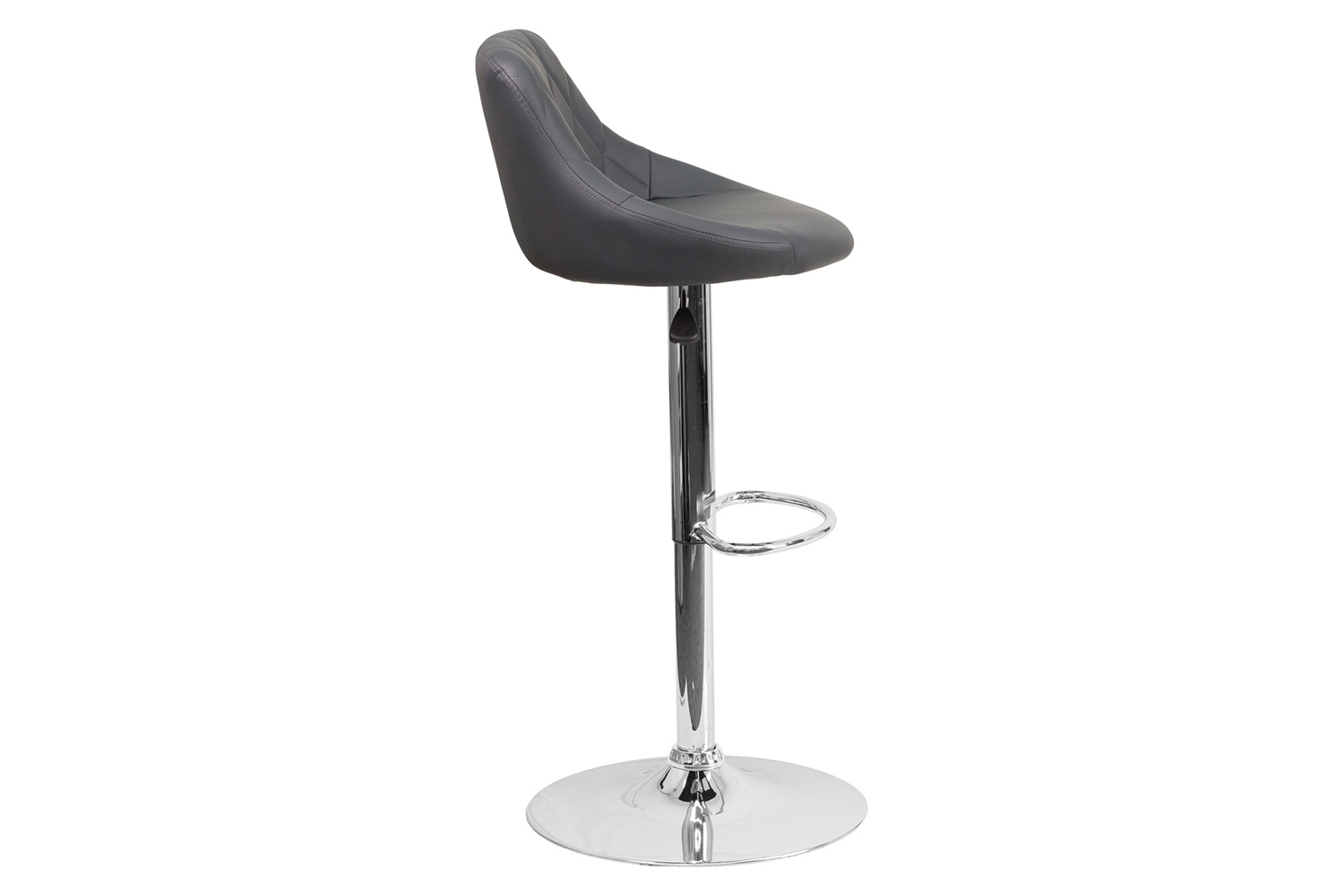 BLNK Dale Contemporary Vinyl Bucket Seat Adjustable Height Bar Stool with Chrome Base - Gray