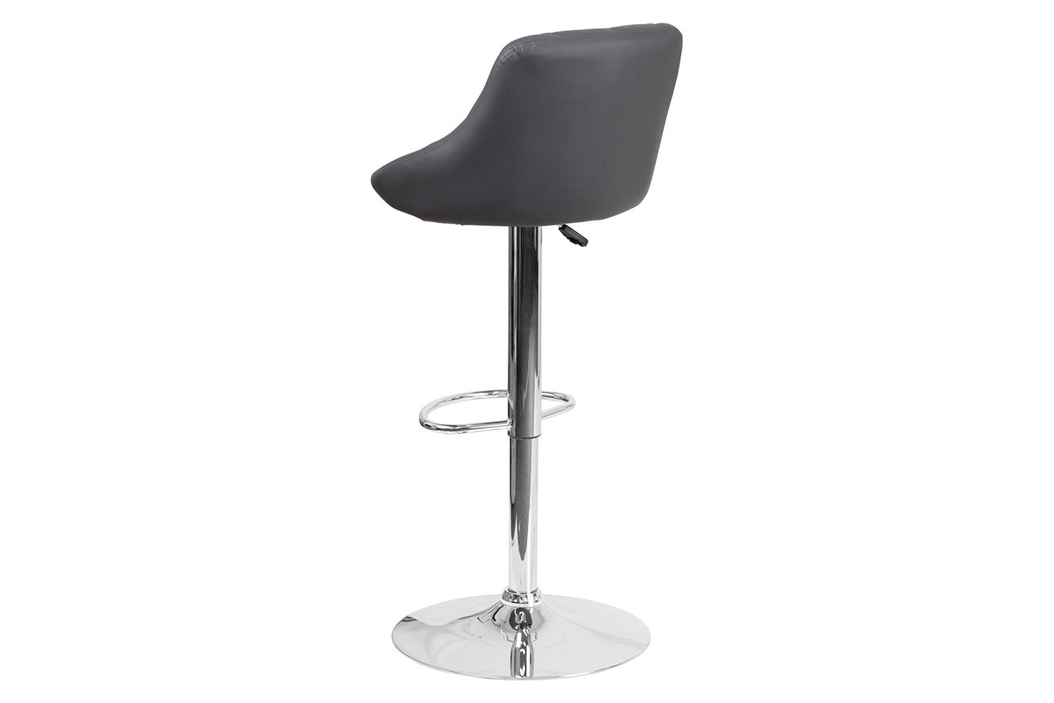 BLNK Dale Contemporary Vinyl Bucket Seat Adjustable Height Bar Stool with Chrome Base - Gray