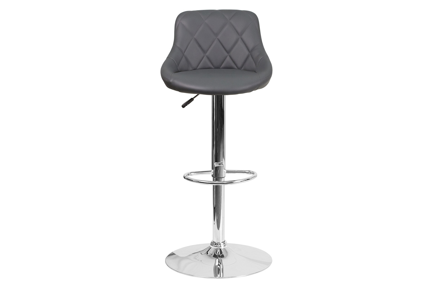 BLNK Dale Contemporary Vinyl Bucket Seat Adjustable Height Bar Stool with Chrome Base - Gray