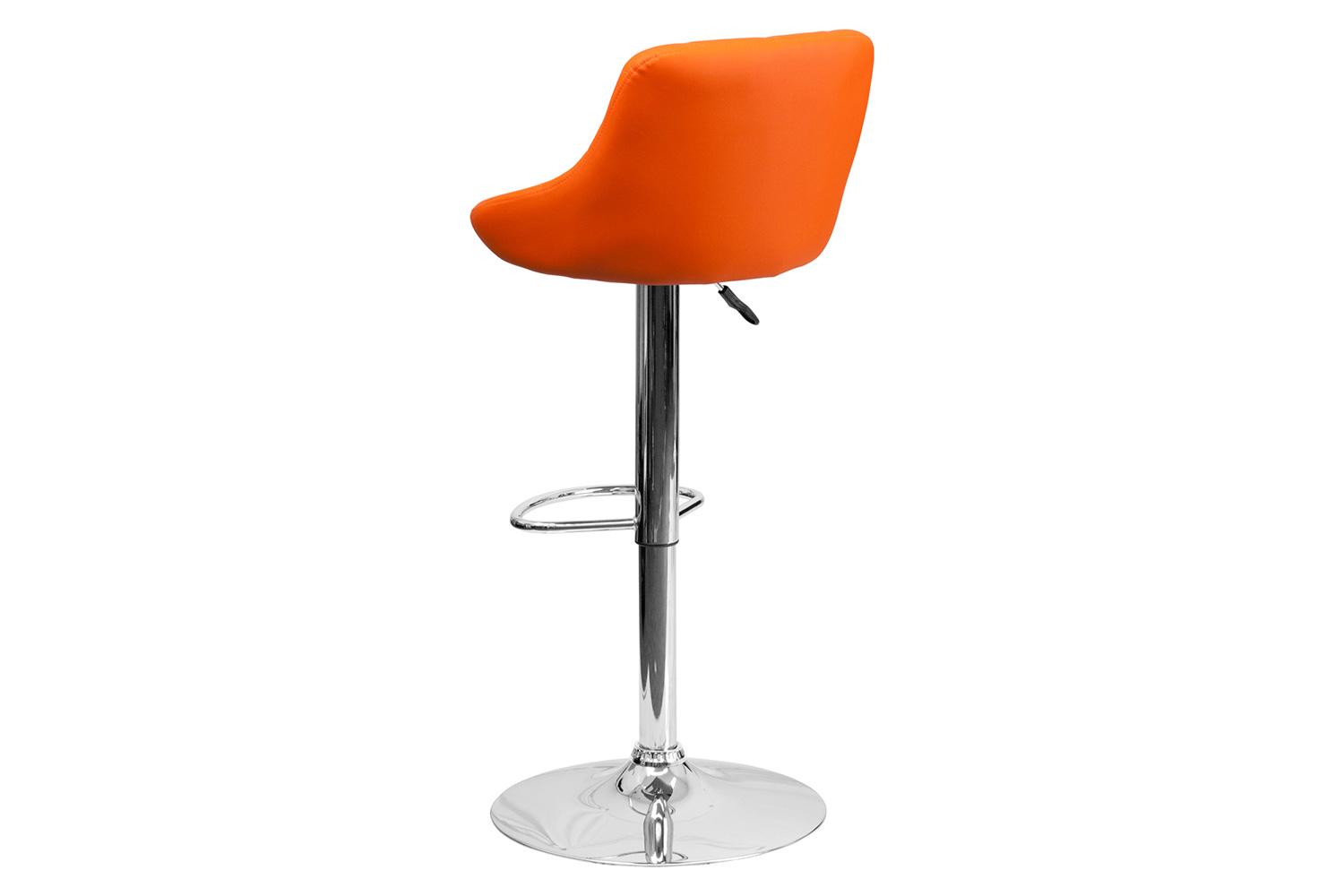 BLNK Dale Contemporary Vinyl Bucket Seat Adjustable Height Bar Stool with Diamond Pattern Back and Chrome Base - Orange