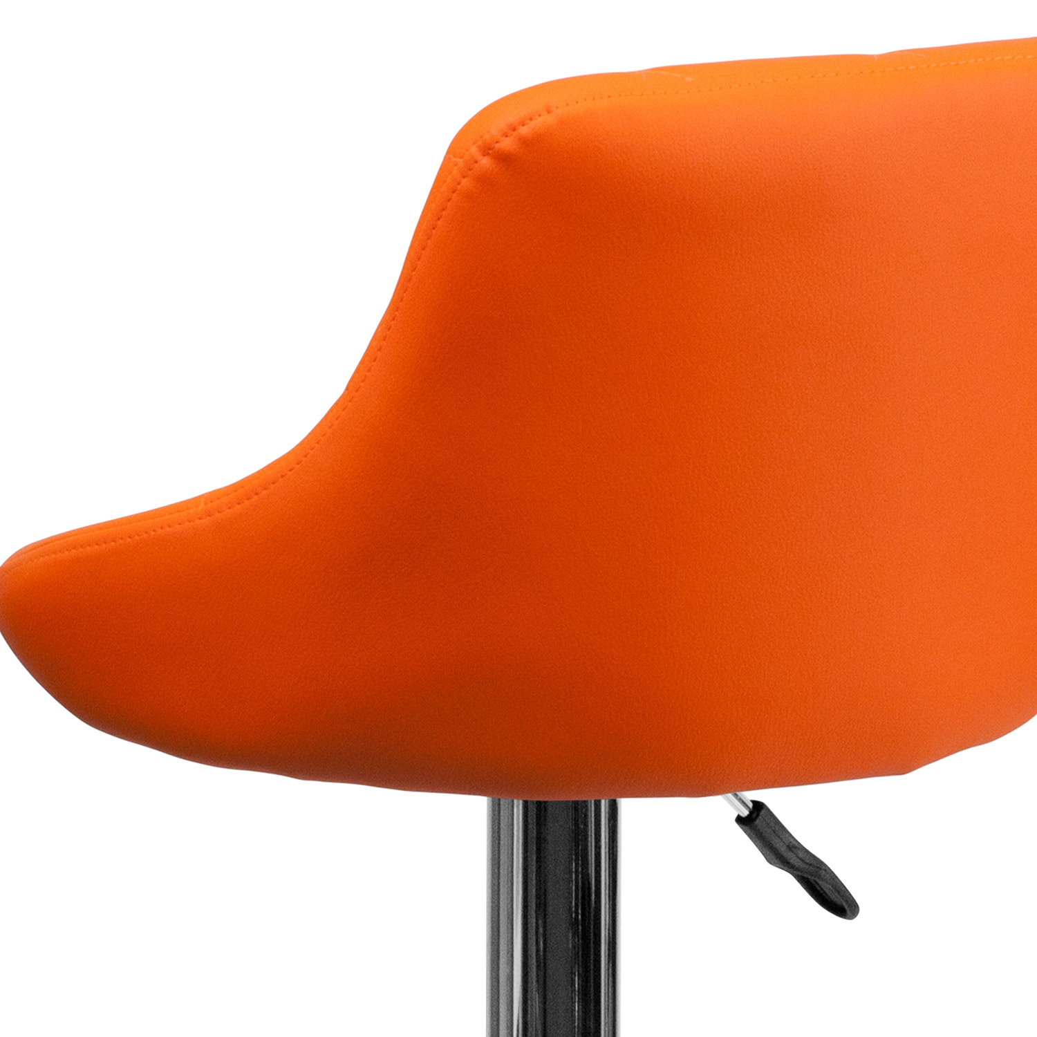 BLNK Dale Contemporary Vinyl Bucket Seat Adjustable Height Bar Stool with Diamond Pattern Back and Chrome Base - Orange