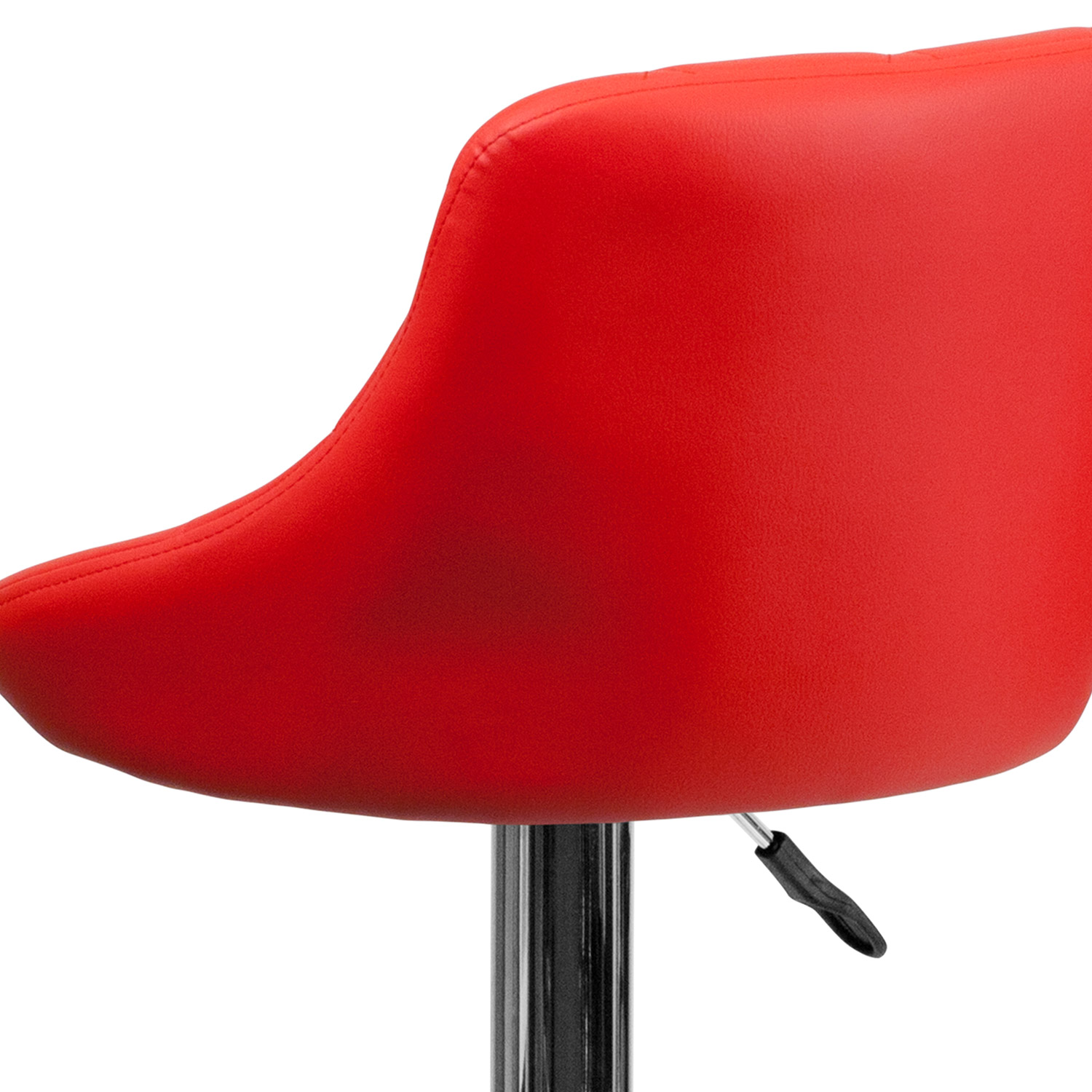 BLNK Dale Contemporary Vinyl Bucket Seat Adjustable Height Bar Stool with Diamond Pattern Back and Chrome Base - Red