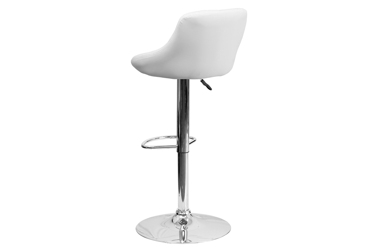 BLNK Dale Contemporary Vinyl Bucket Seat Adjustable Height Bar Stool with Diamond Pattern Back and Chrome Base - White