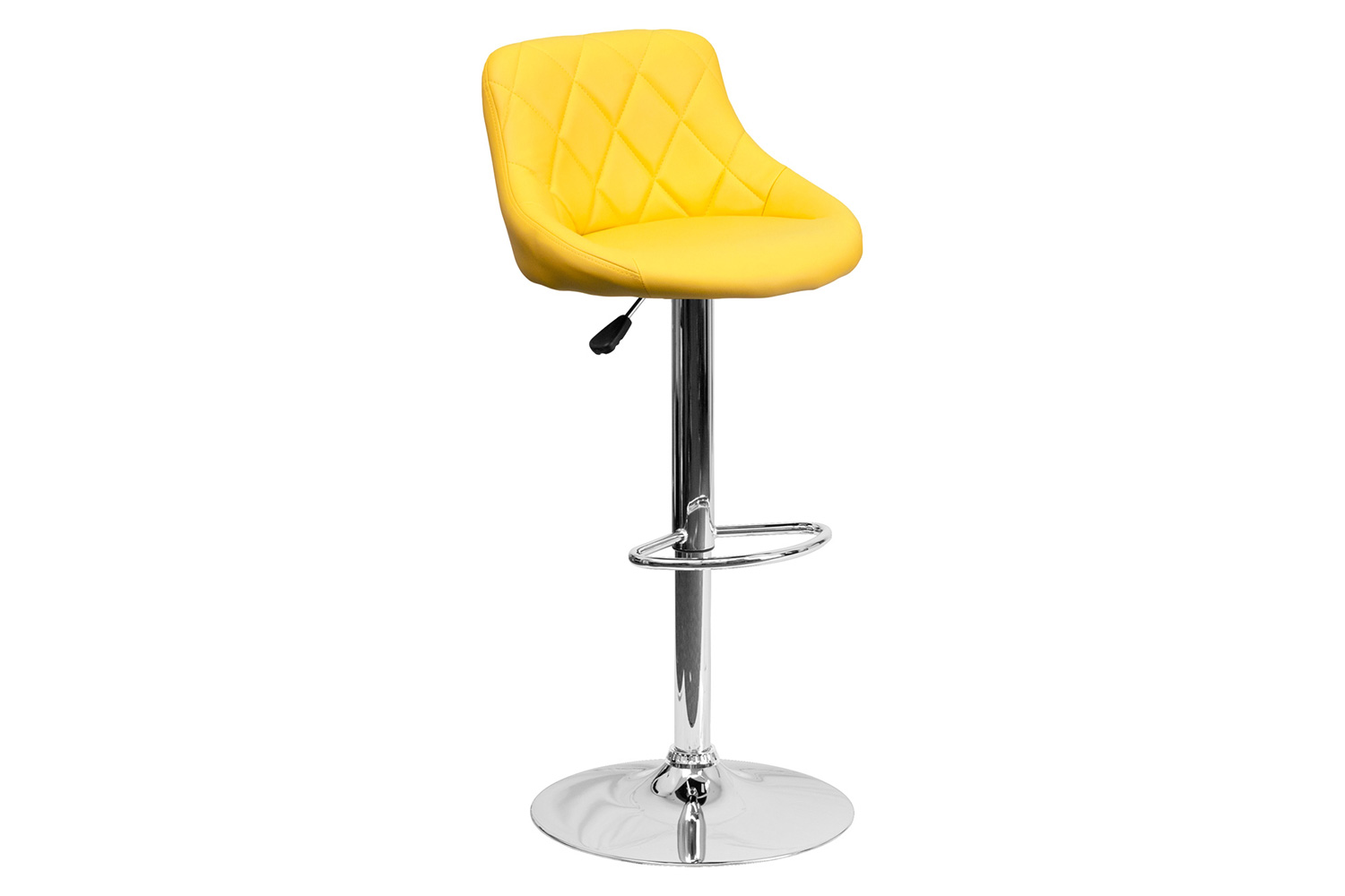 BLNK™ Dale Contemporary Vinyl Bucket Seat Adjustable Height Bar Stool with Diamond Pattern Back and Chrome Base - Yellow