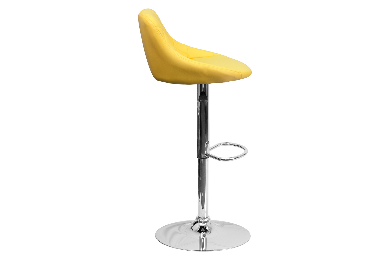 BLNK™ Dale Contemporary Vinyl Bucket Seat Adjustable Height Bar Stool with Diamond Pattern Back and Chrome Base - Yellow