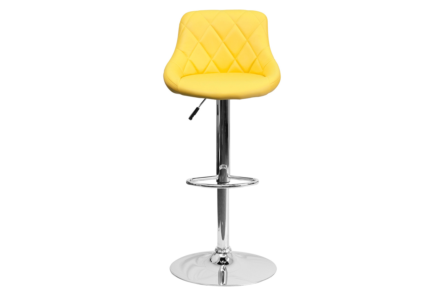 BLNK™ Dale Contemporary Vinyl Bucket Seat Adjustable Height Bar Stool with Diamond Pattern Back and Chrome Base - Yellow