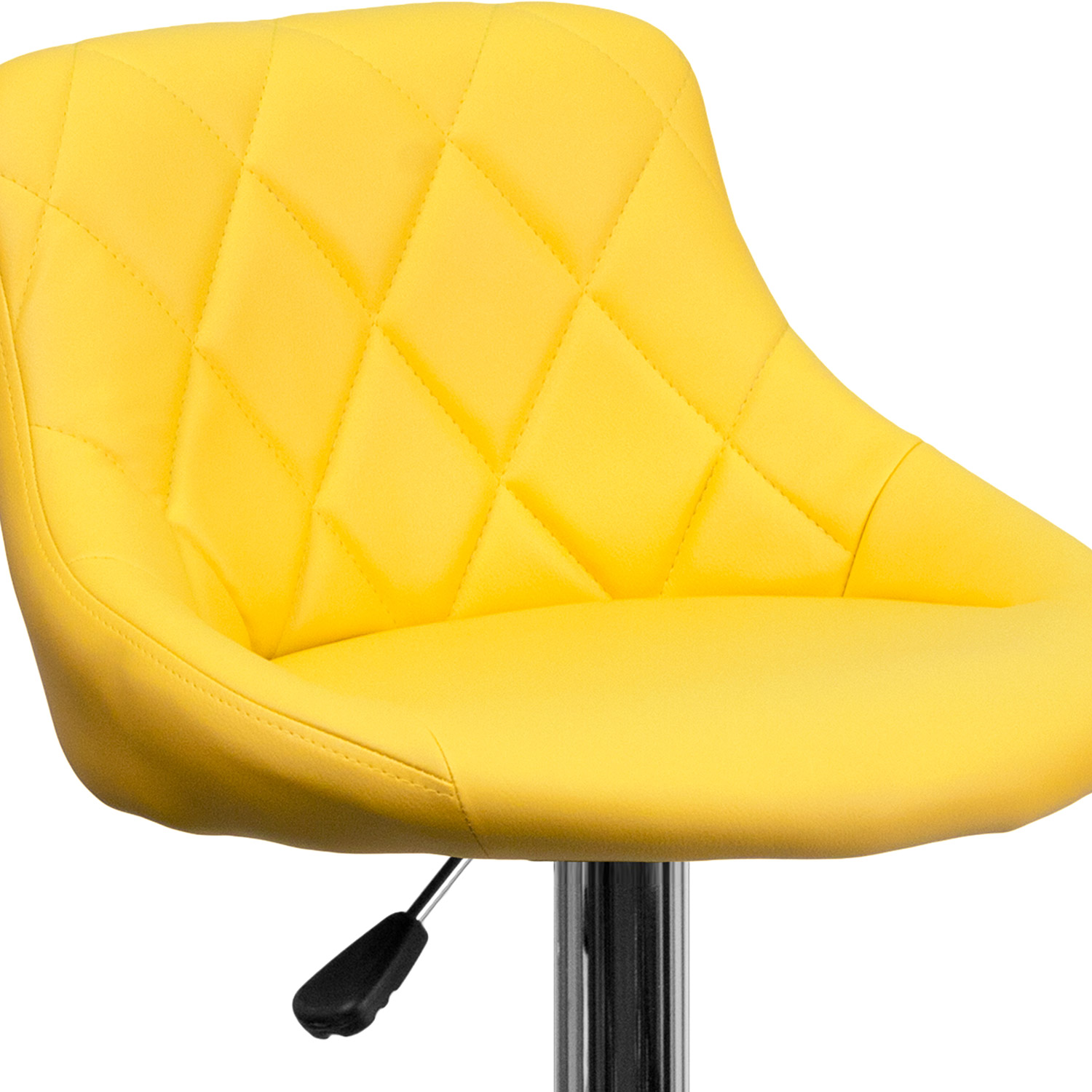 BLNK™ Dale Contemporary Vinyl Bucket Seat Adjustable Height Bar Stool with Diamond Pattern Back and Chrome Base - Yellow