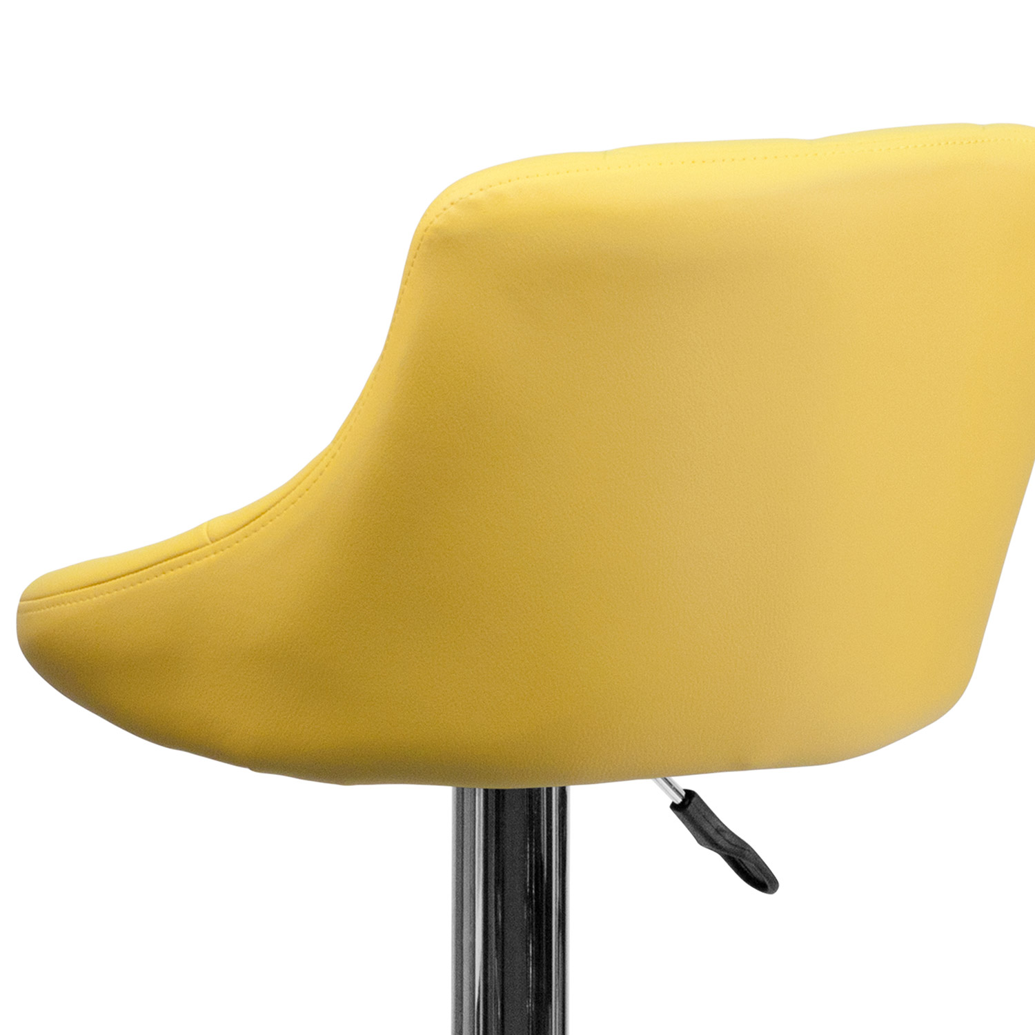 BLNK™ Dale Contemporary Vinyl Bucket Seat Adjustable Height Bar Stool with Diamond Pattern Back and Chrome Base - Yellow