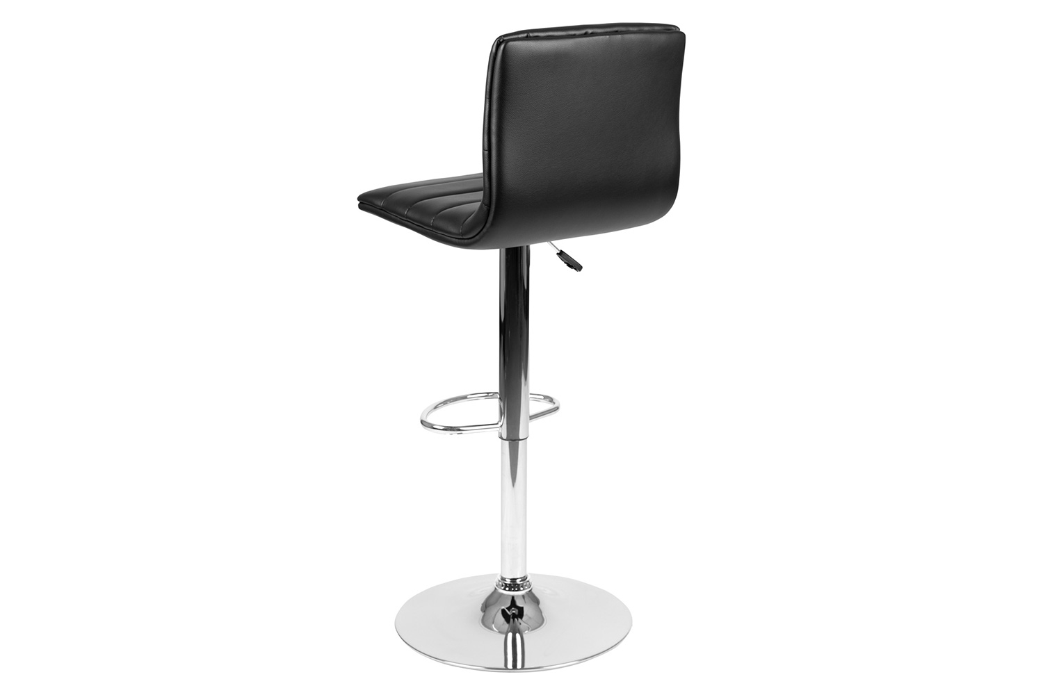 BLNK Vincent Vinyl Adjustable Swivel Bar Stool with Back, Chrome Pedestal Base and Footrest - Black