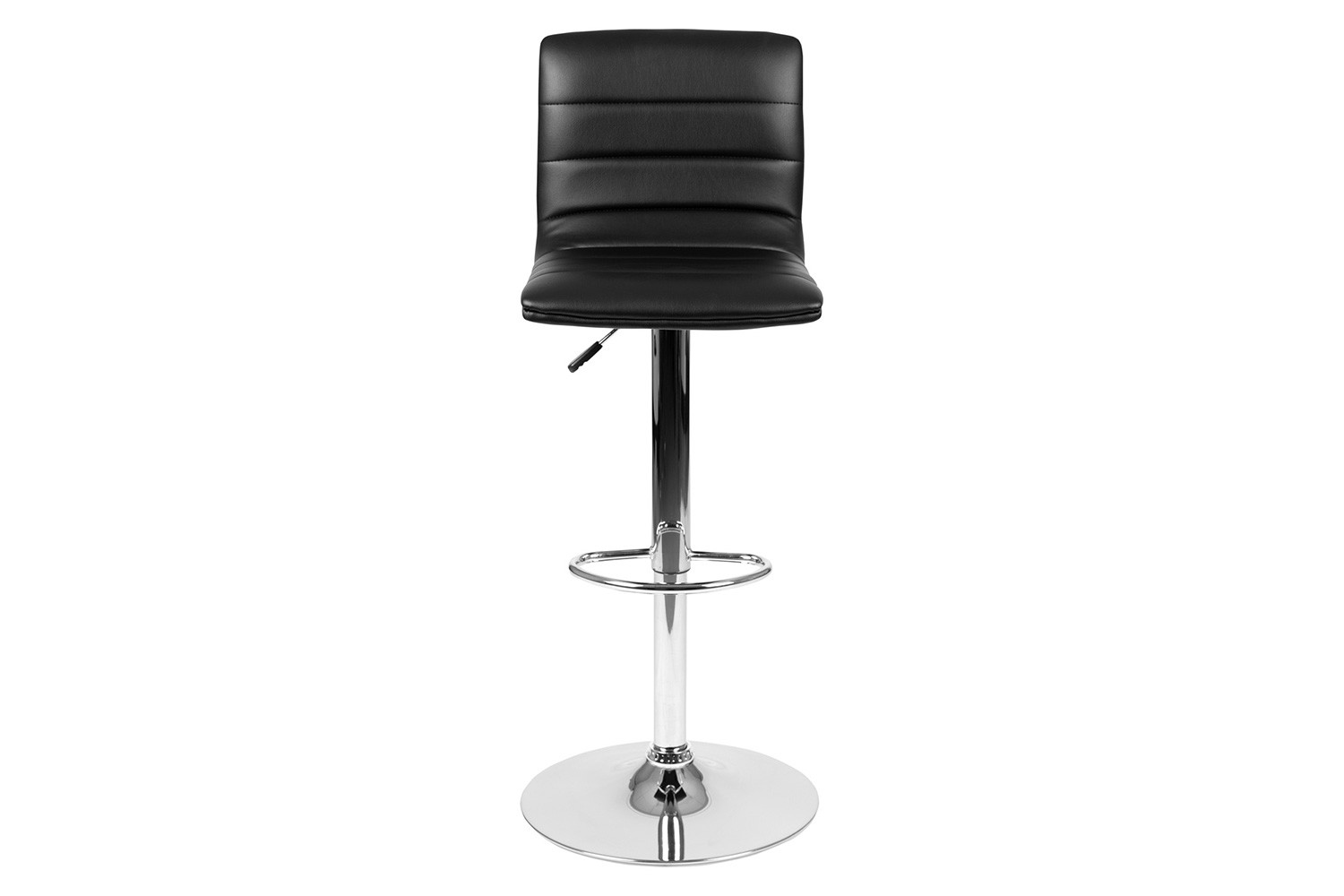 BLNK Vincent Vinyl Adjustable Swivel Bar Stool with Back, Chrome Pedestal Base and Footrest - Black