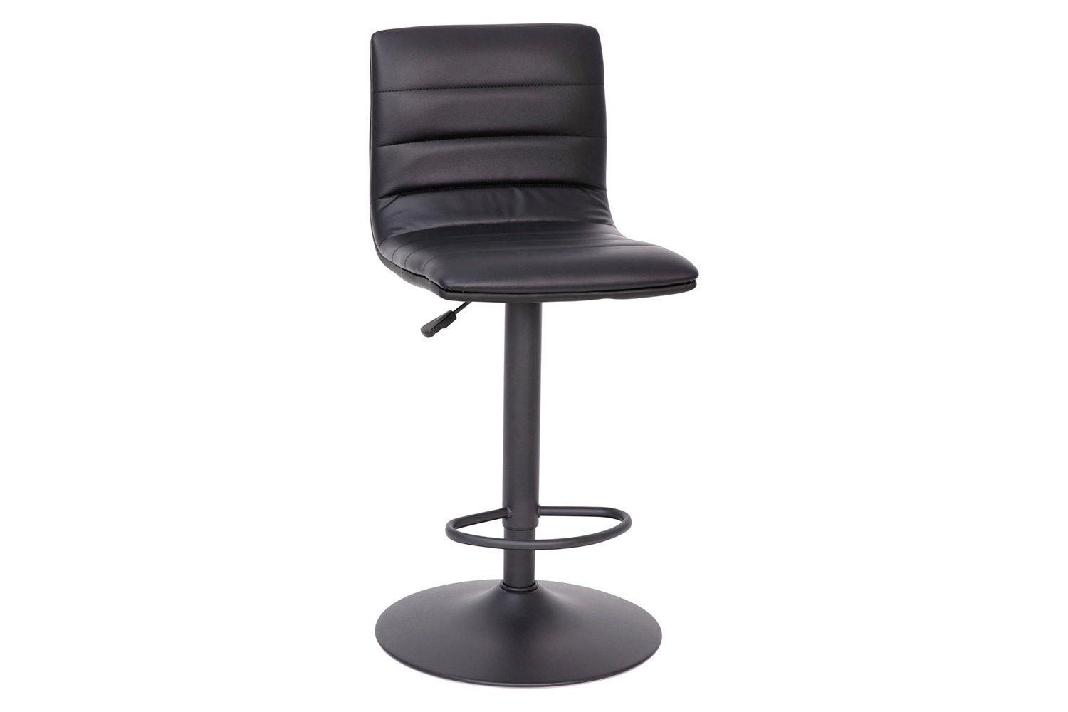 BLNK™ Vincent Vinyl Adjustable Swivel Bar Stool with Back, Black Pedestal Base and Footrest - Black