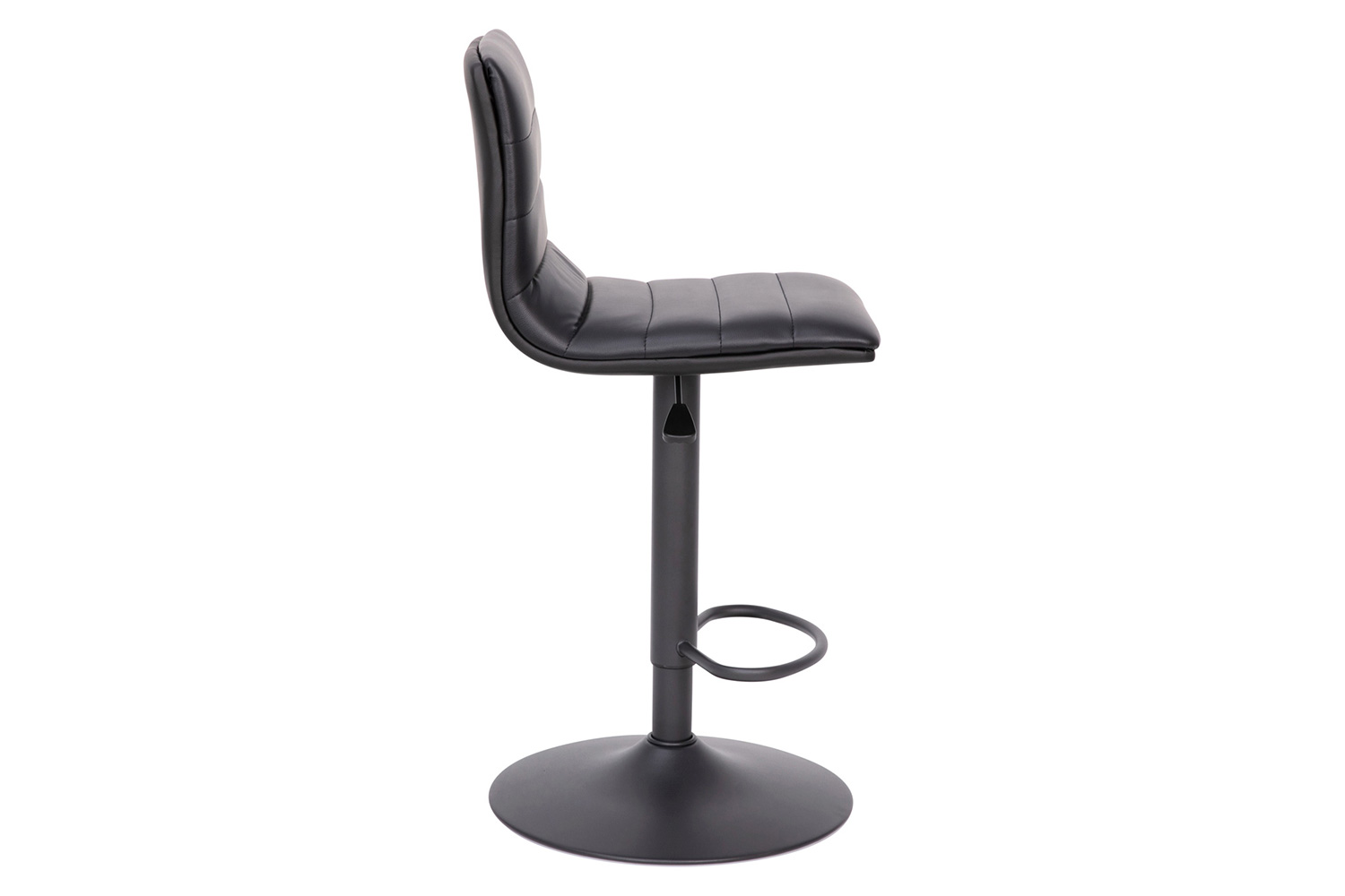 BLNK™ Vincent Vinyl Adjustable Swivel Bar Stool with Back, Black Pedestal Base and Footrest - Black