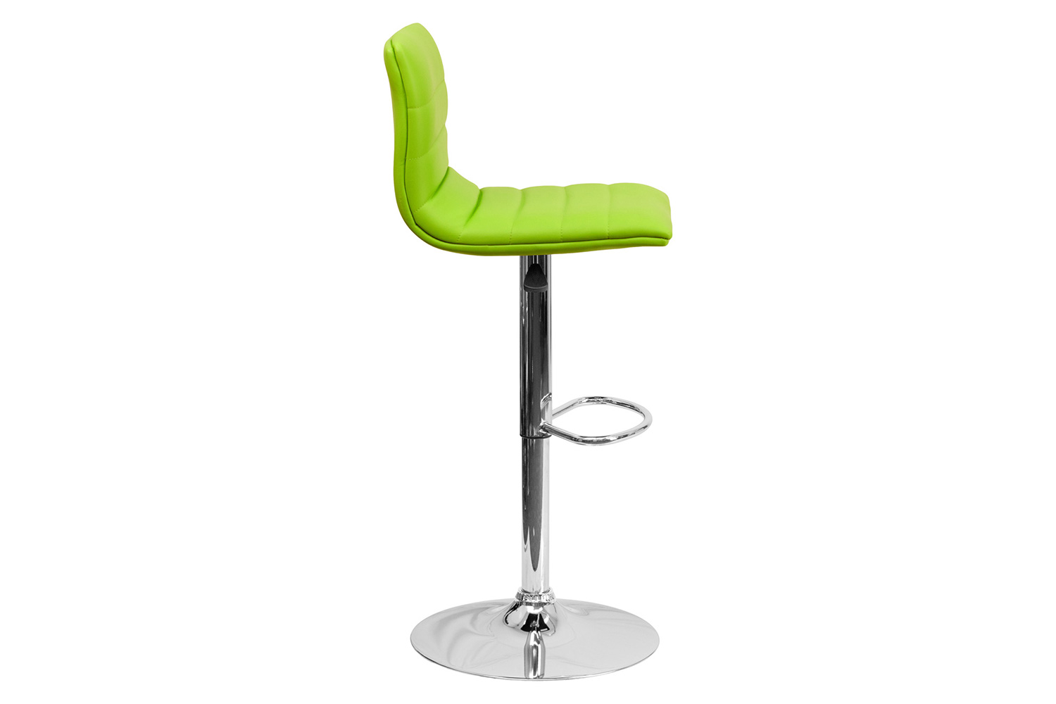 BLNK Vincent Vinyl Adjustable Swivel Bar Stool with Back, Chrome Pedestal Base and Footrest - Green