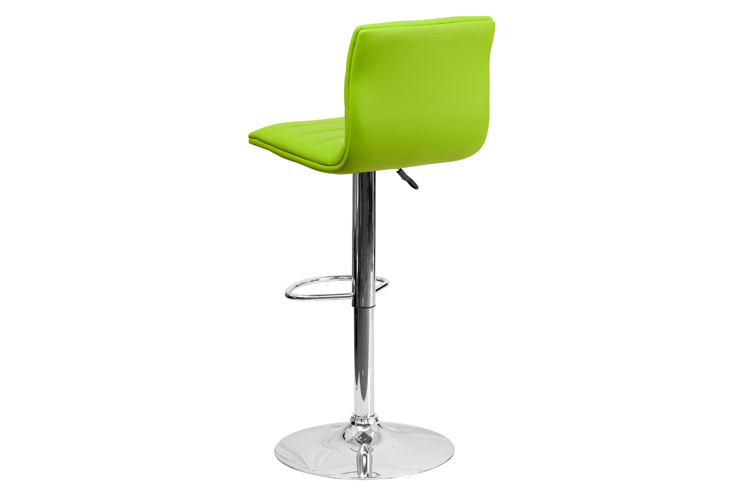 BLNK Vincent Vinyl Adjustable Swivel Bar Stool with Back, Chrome Pedestal Base and Footrest - Green