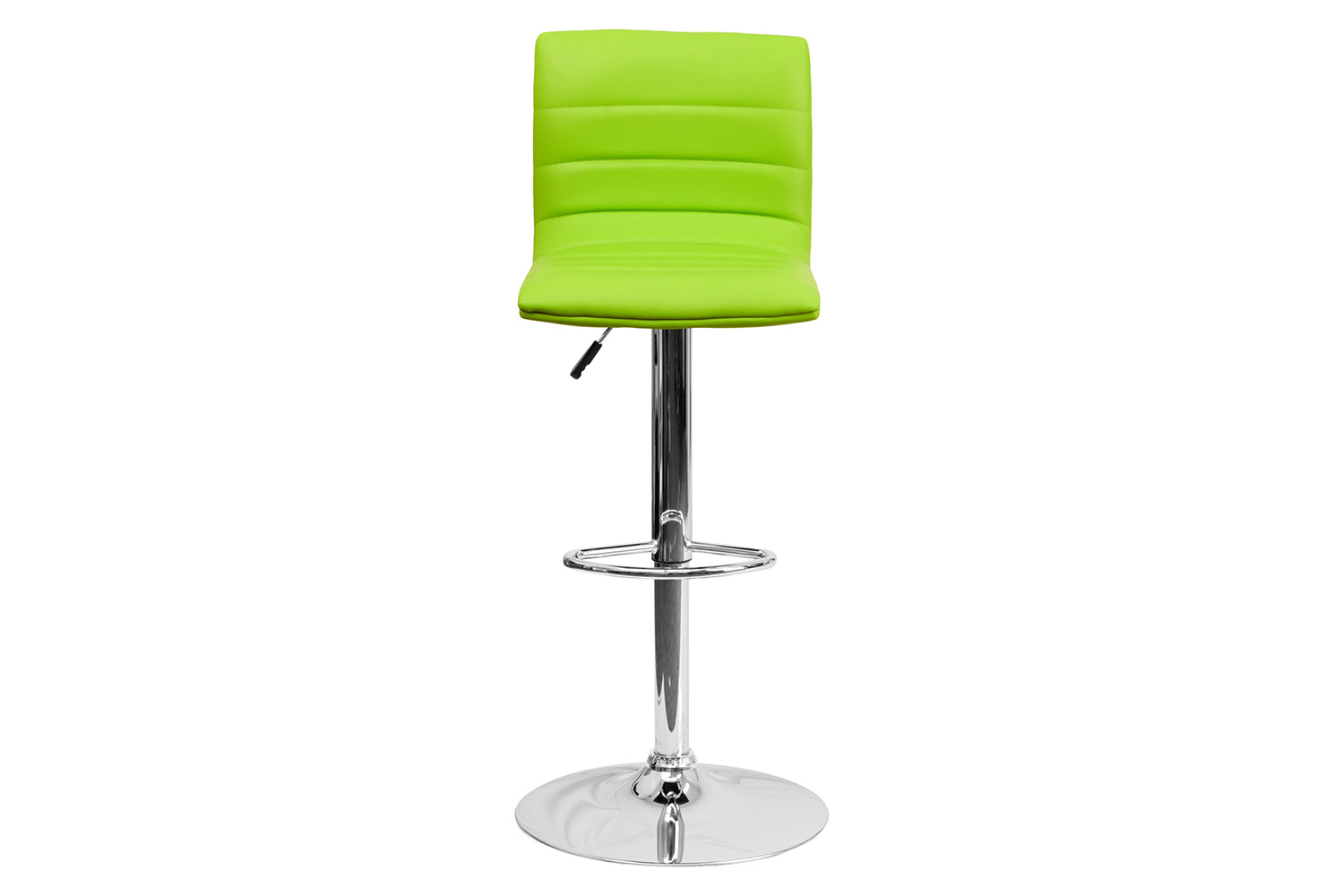 BLNK Vincent Vinyl Adjustable Swivel Bar Stool with Back, Chrome Pedestal Base and Footrest - Green