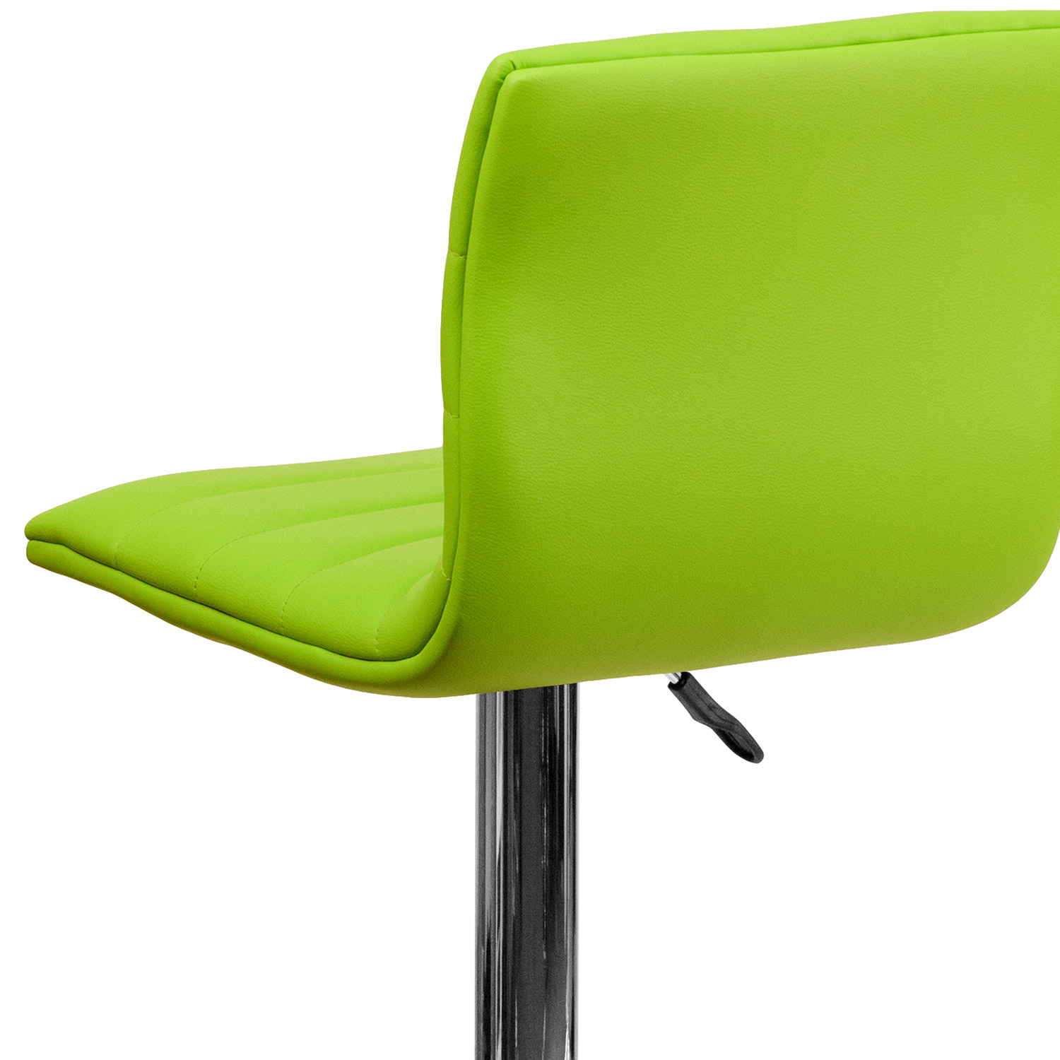 BLNK Vincent Vinyl Adjustable Swivel Bar Stool with Back, Chrome Pedestal Base and Footrest - Green