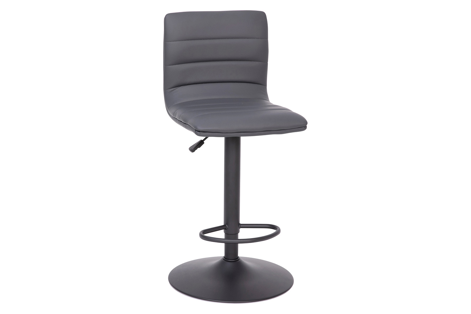 BLNK™ Vincent Vinyl Adjustable Swivel Bar Stool with Back, Black Pedestal Base and Footrest - Gray