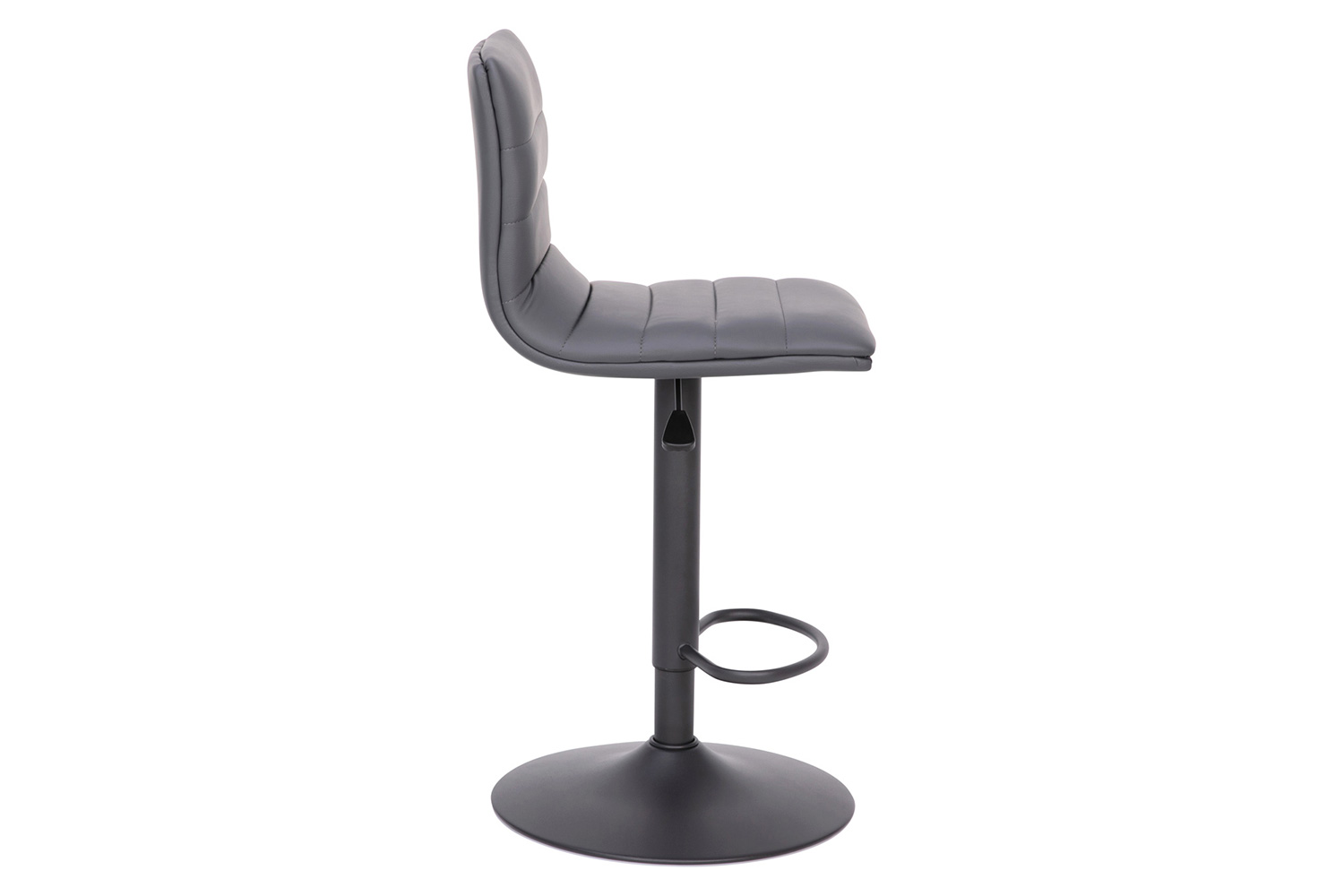 BLNK™ Vincent Vinyl Adjustable Swivel Bar Stool with Back, Black Pedestal Base and Footrest - Gray