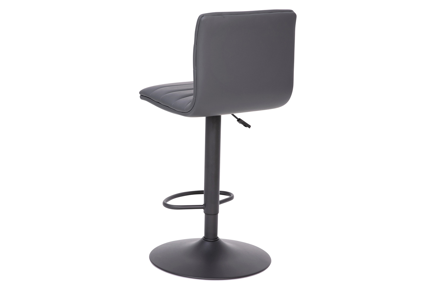 BLNK™ Vincent Vinyl Adjustable Swivel Bar Stool with Back, Black Pedestal Base and Footrest - Gray