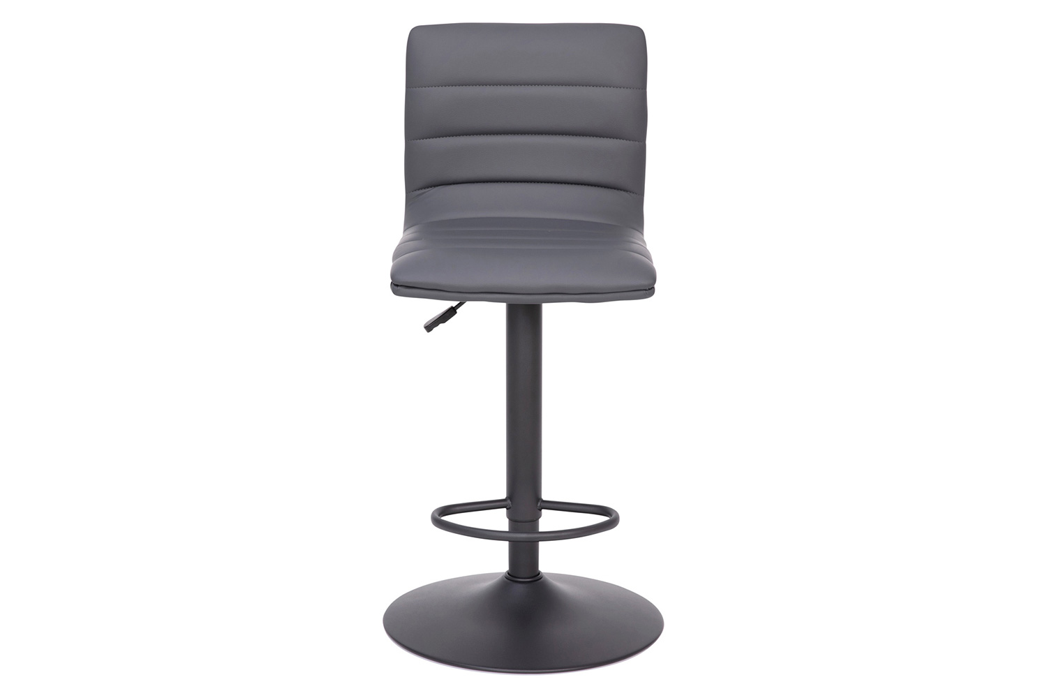 BLNK™ Vincent Vinyl Adjustable Swivel Bar Stool with Back, Black Pedestal Base and Footrest - Gray