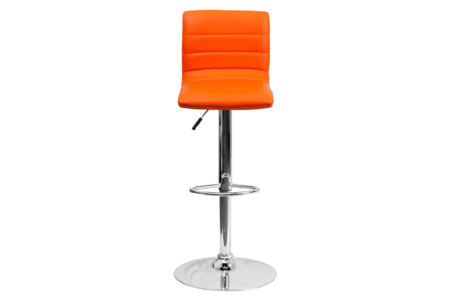 BLNK Vincent Vinyl Adjustable Swivel Bar Stool with Back, Chrome Pedestal Base and Footrest - Orange