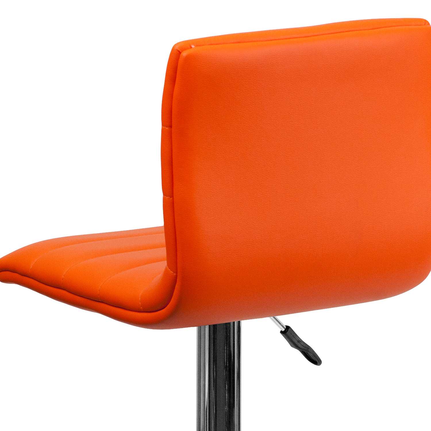 BLNK Vincent Vinyl Adjustable Swivel Bar Stool with Back, Chrome Pedestal Base and Footrest - Orange