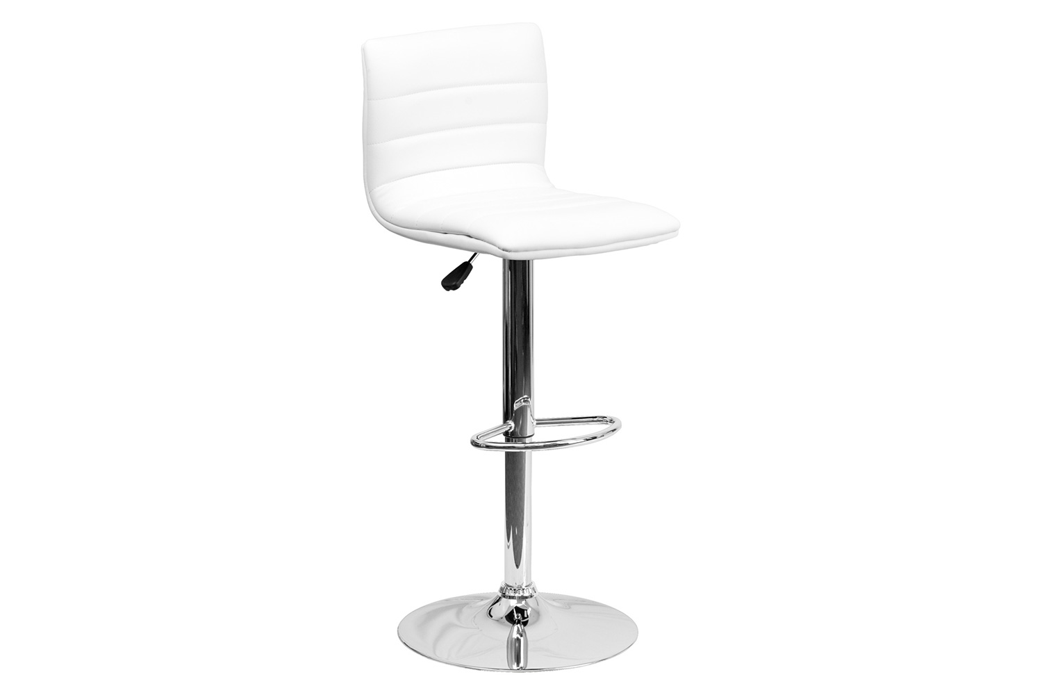 BLNK Vincent Vinyl Adjustable Swivel Bar Stool with Back, Chrome Pedestal Base and Footrest